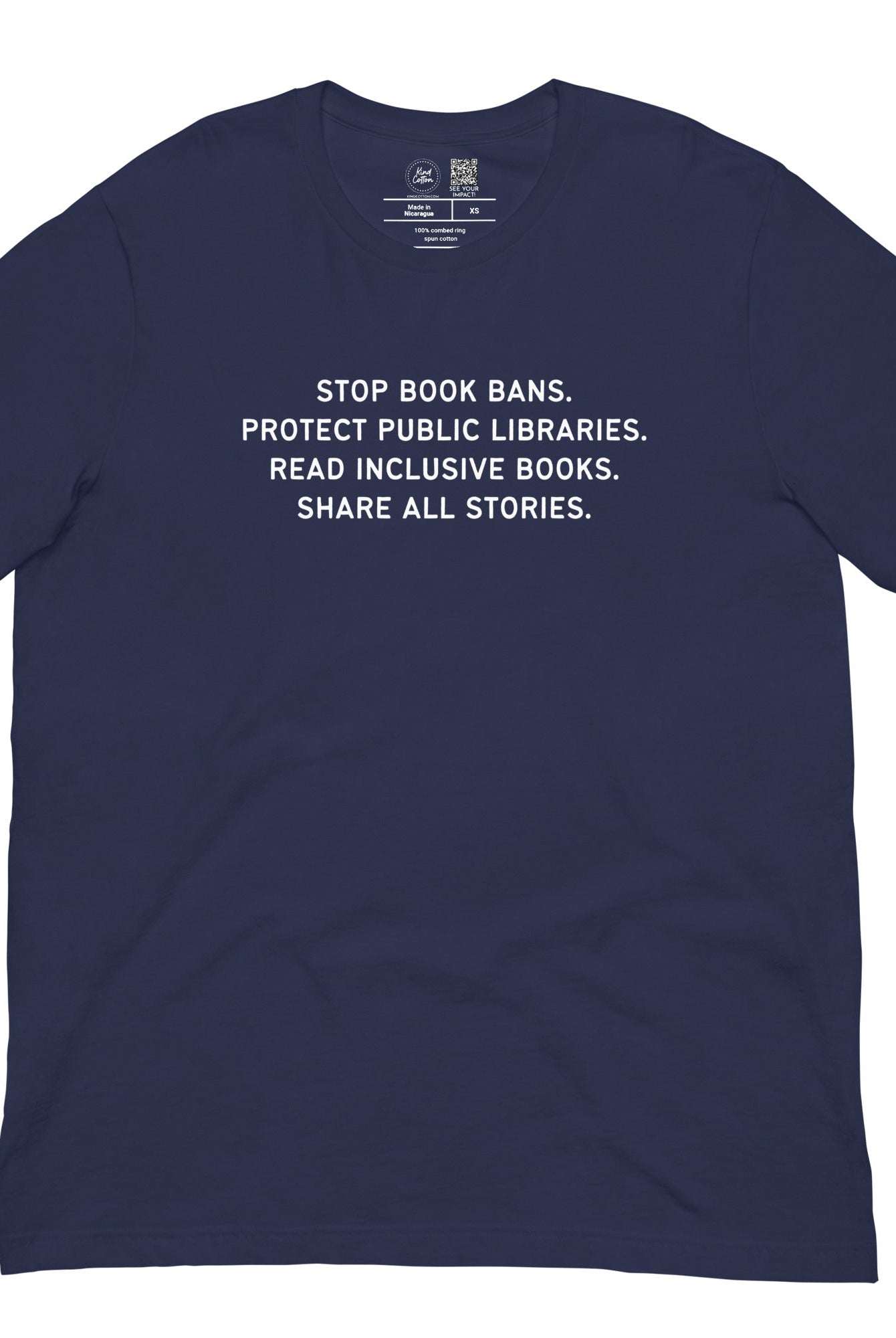 Shop Stop Book Bans Classic Tee-Navy at Ruby Joy Boutique, a Women's Clothing Store in Pickerington, Ohio