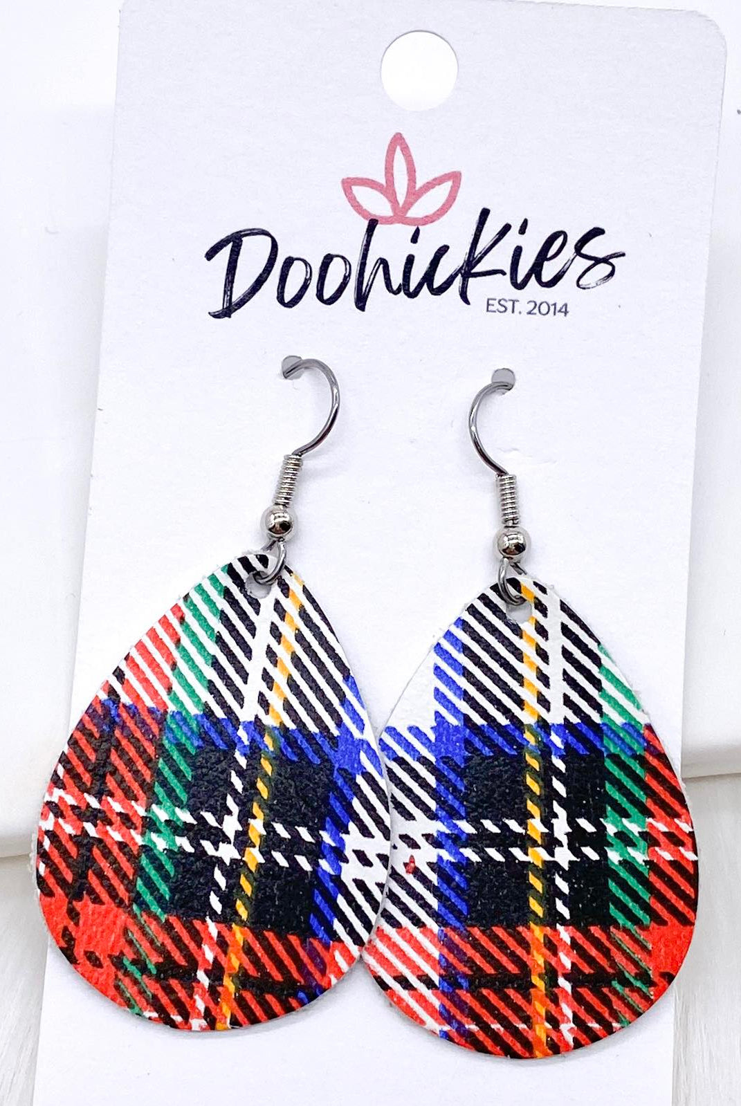Shop Tartan Plaid - Christmas Itty Bitty Earrings-Earrings at Ruby Joy Boutique, a Women's Clothing Store in Pickerington, Ohio