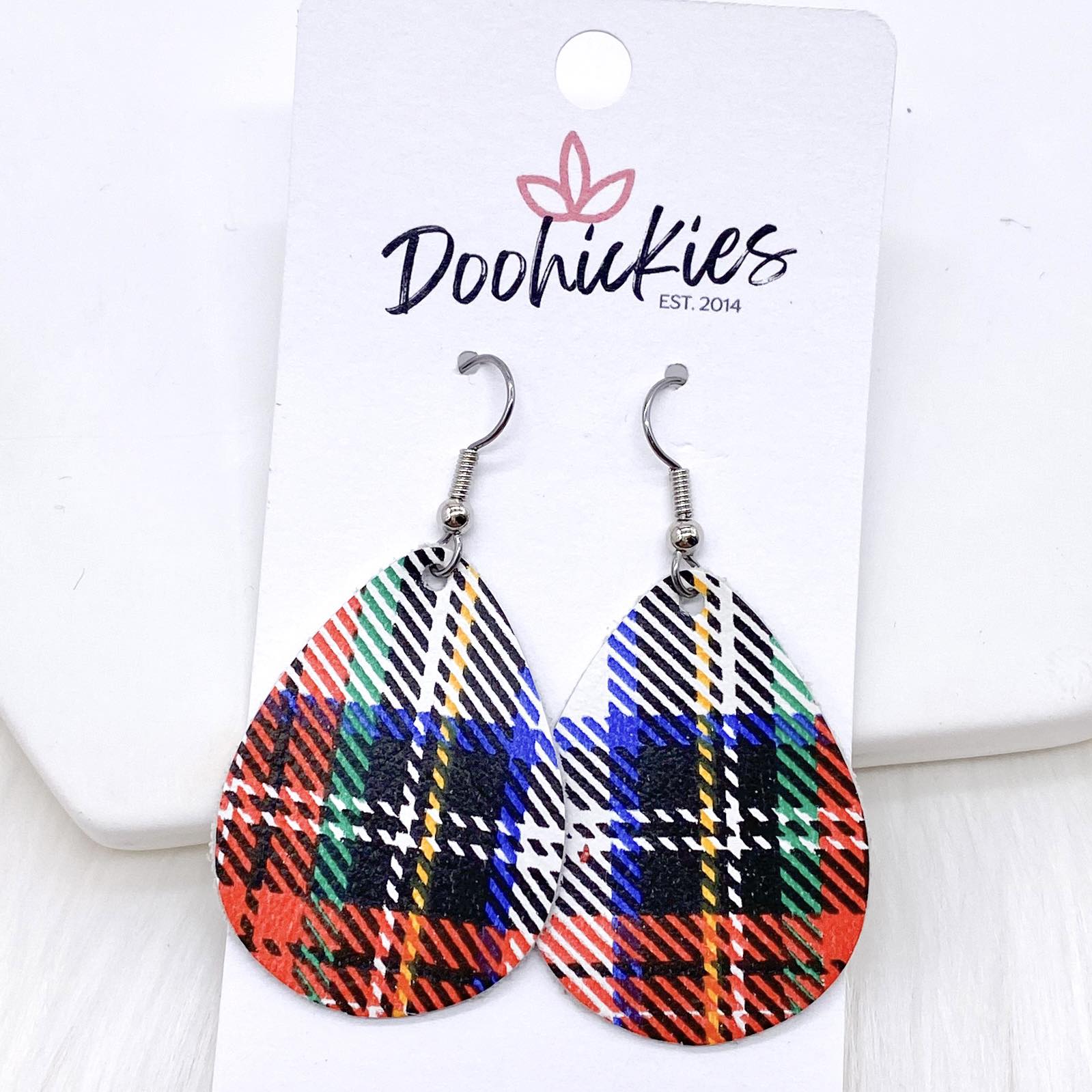 Shop Tartan Plaid - Christmas Itty Bitty Earrings-Earrings at Ruby Joy Boutique, a Women's Clothing Store in Pickerington, Ohio