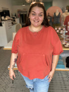 Shop The Weekend Pullover – Washed Coral- at Ruby Joy Boutique, a Women's Clothing Store in Pickerington, Ohio
