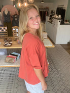 Shop The Weekend Pullover – Washed Coral- at Ruby Joy Boutique, a Women's Clothing Store in Pickerington, Ohio