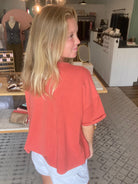 Shop The Weekend Pullover – Washed Coral- at Ruby Joy Boutique, a Women's Clothing Store in Pickerington, Ohio