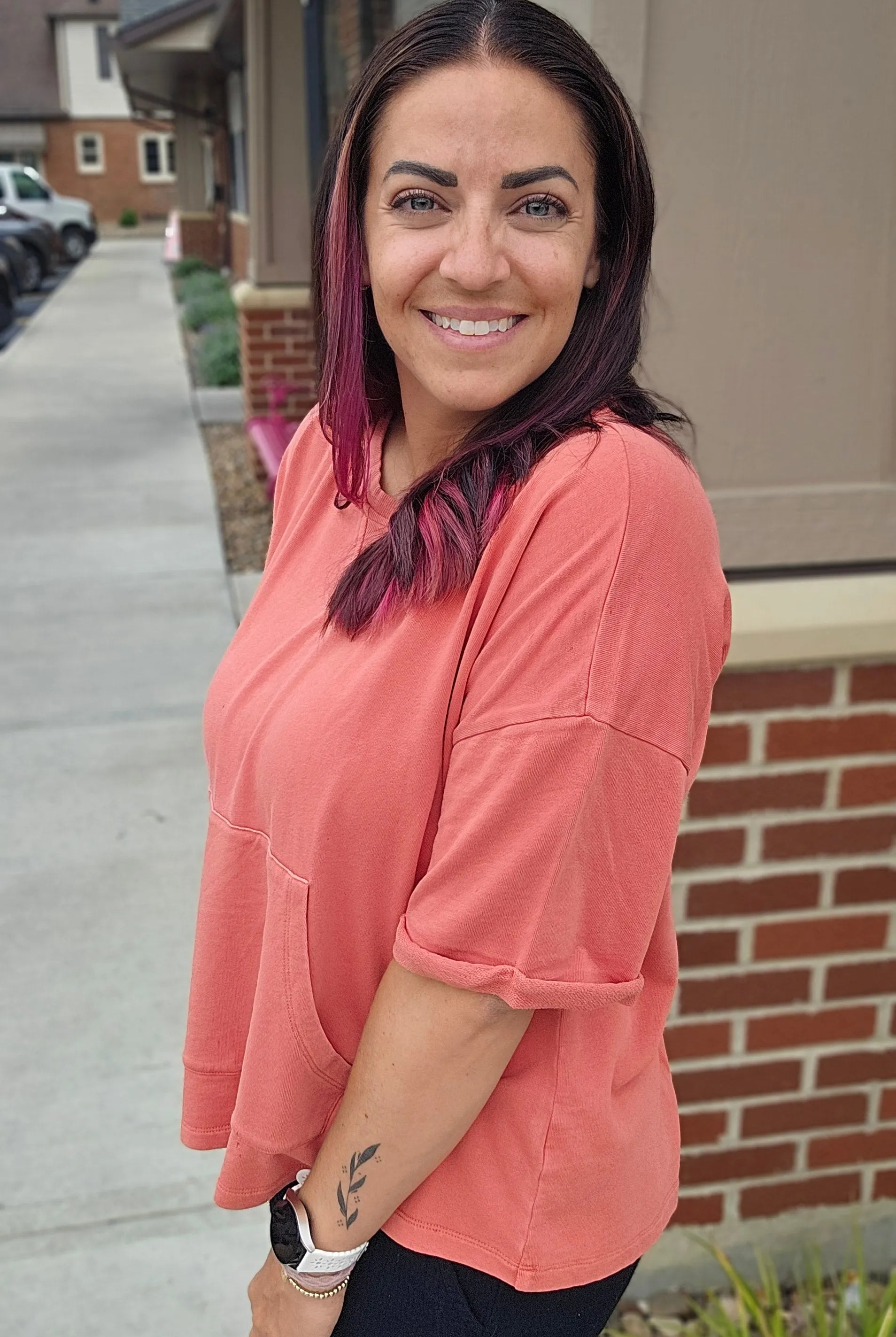 Shop The Weekend Pullover – Washed Coral- at Ruby Joy Boutique, a Women's Clothing Store in Pickerington, Ohio