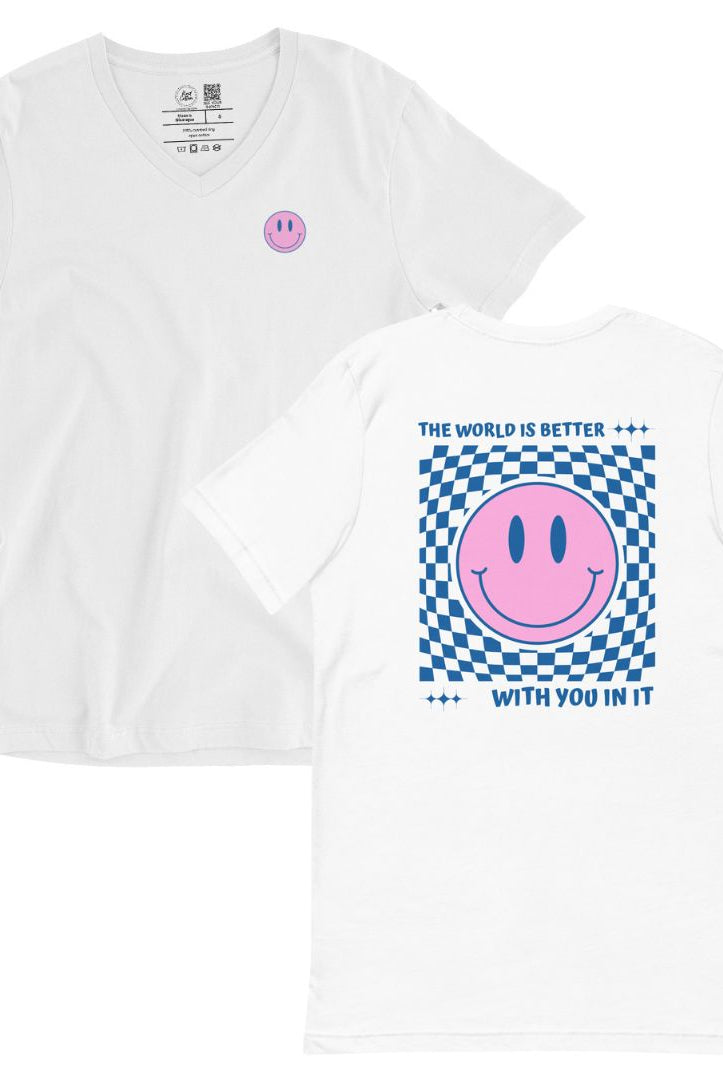 Shop The World is Better Classic Tee | Kind Cotton-V-neck at Ruby Joy Boutique, a Women's Clothing Store in Pickerington, Ohio