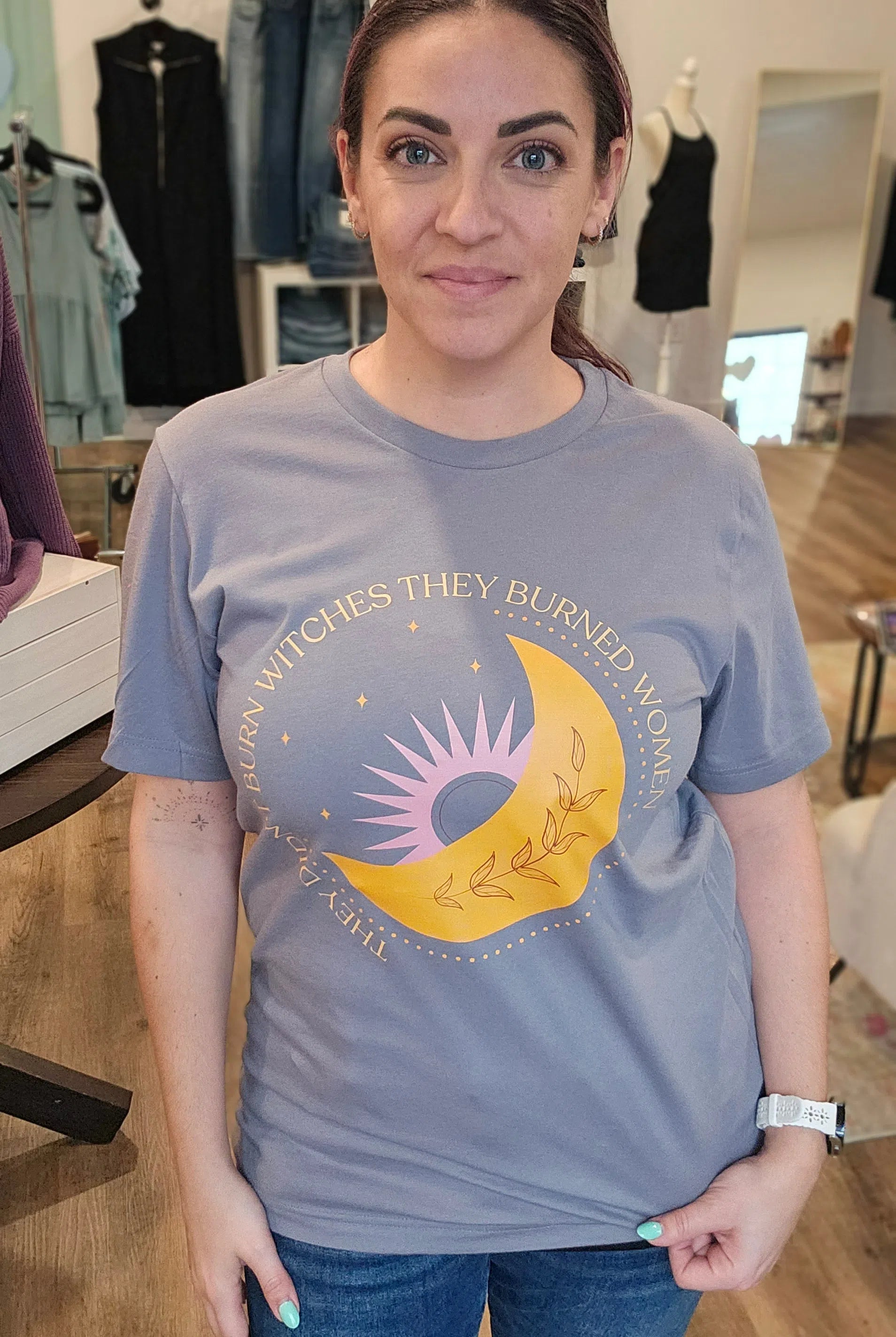 Shop They Didn't Burn Witches Custom Graphic - Moon- at Ruby Joy Boutique, a Women's Clothing Store in Pickerington, Ohio