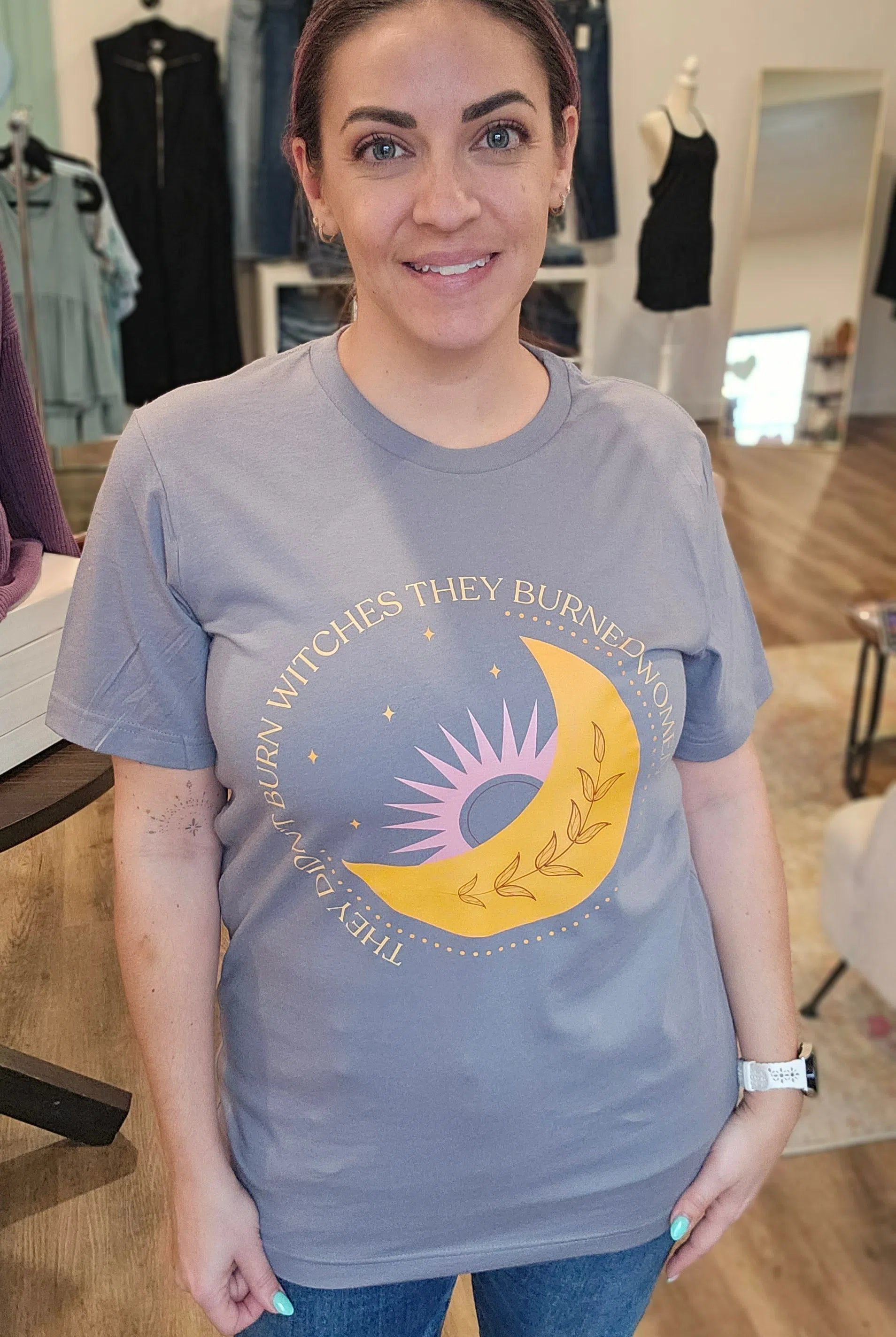 Shop They Didn't Burn Witches Custom Graphic - Moon- at Ruby Joy Boutique, a Women's Clothing Store in Pickerington, Ohio