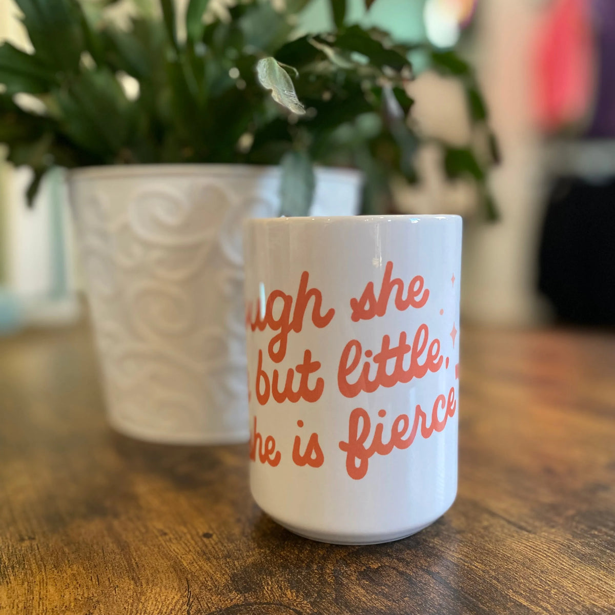 Shop Though She Be But Little | Ceramic Coffee Mug 15oz- at Ruby Joy Boutique, a Women's Clothing Store in Pickerington, Ohio