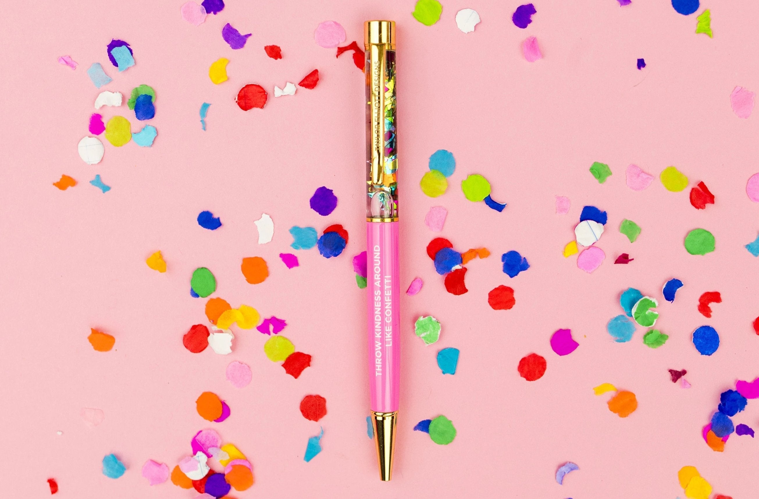 Shop "Throw Kindness Around Like Confetti" Confetti Pen-Pens at Ruby Joy Boutique, a Women's Clothing Store in Pickerington, Ohio