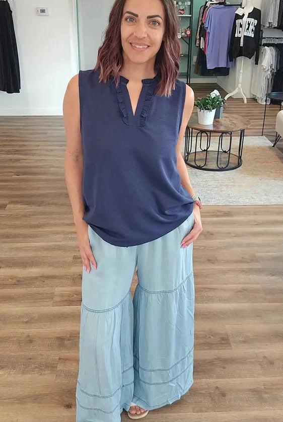 Shop Tiered Boho Wide Leg Pants with Pockets- at Ruby Joy Boutique, a Women's Clothing Store in Pickerington, Ohio