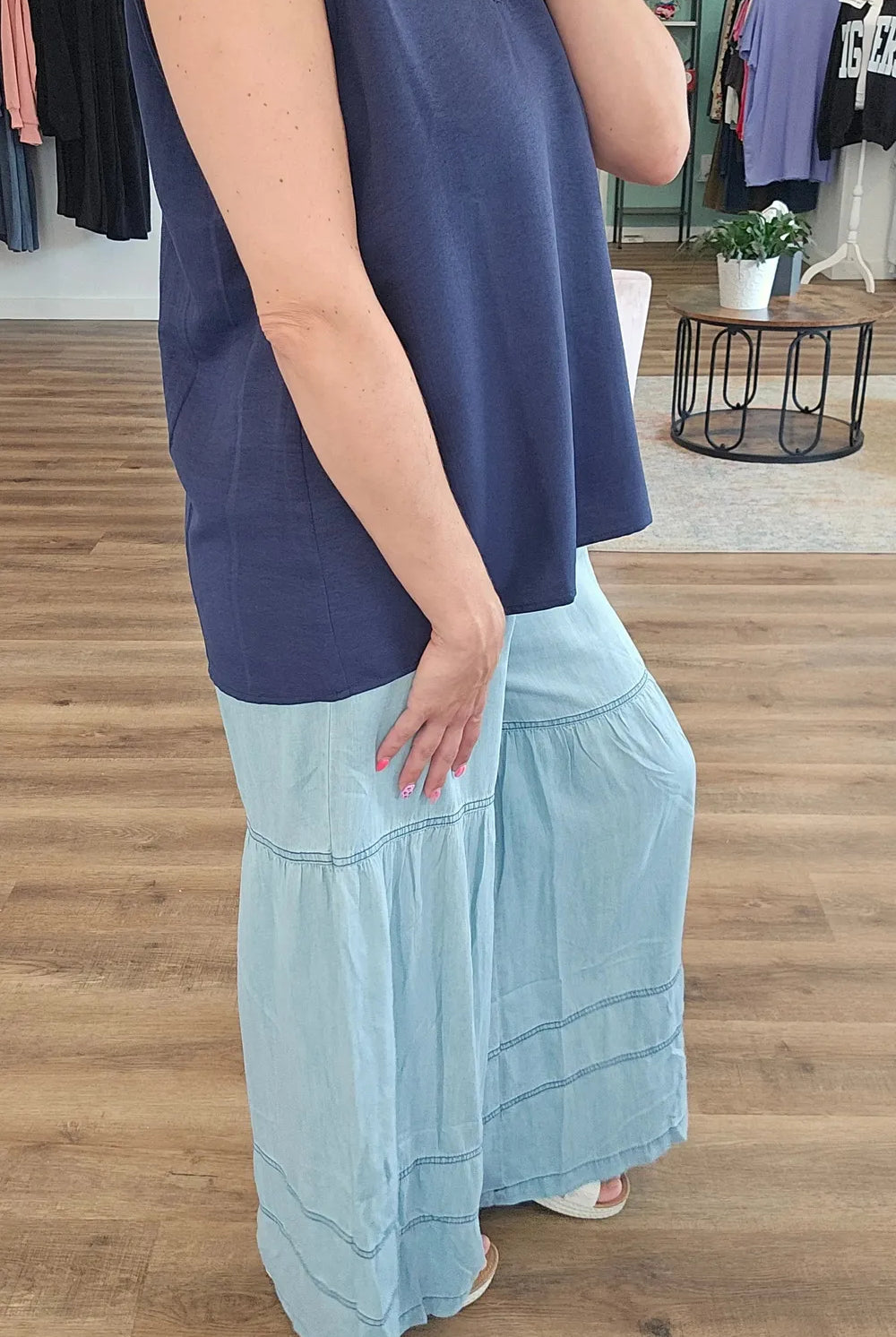 Shop Tiered Boho Wide Leg Pants with Pockets- at Ruby Joy Boutique, a Women's Clothing Store in Pickerington, Ohio