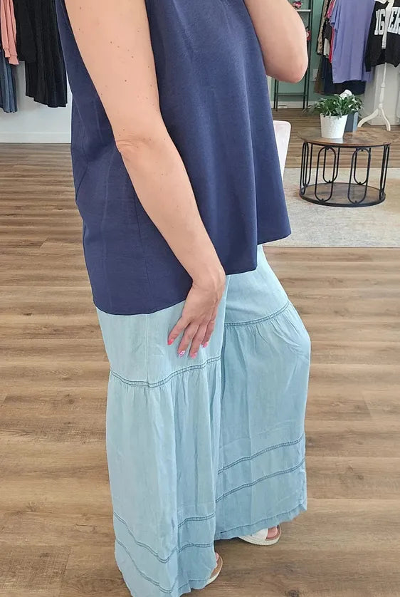 Shop Tiered Boho Wide Leg Pants with Pockets- at Ruby Joy Boutique, a Women's Clothing Store in Pickerington, Ohio