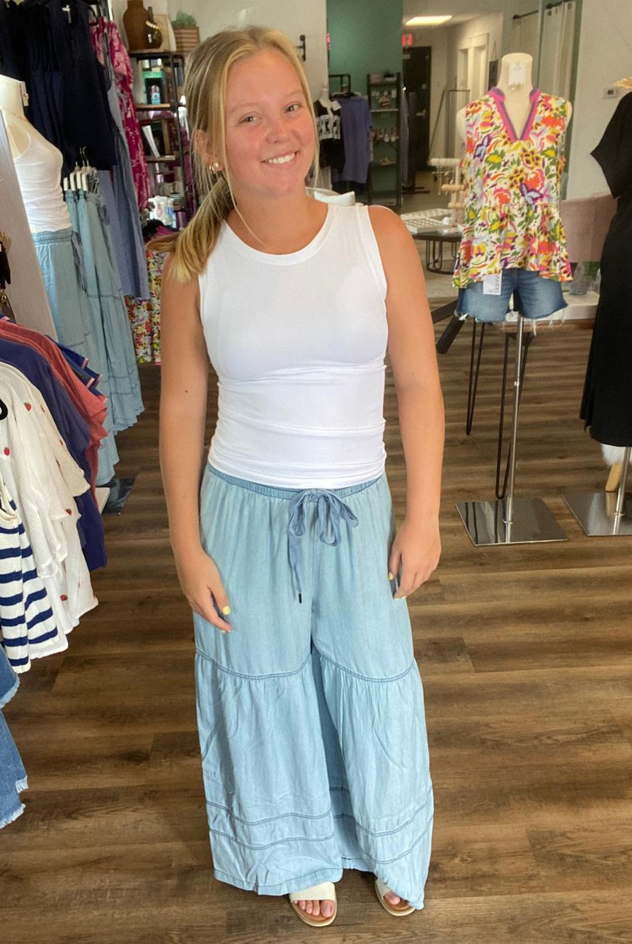 Shop Tiered Boho Wide Leg Pants with Pockets- at Ruby Joy Boutique, a Women's Clothing Store in Pickerington, Ohio