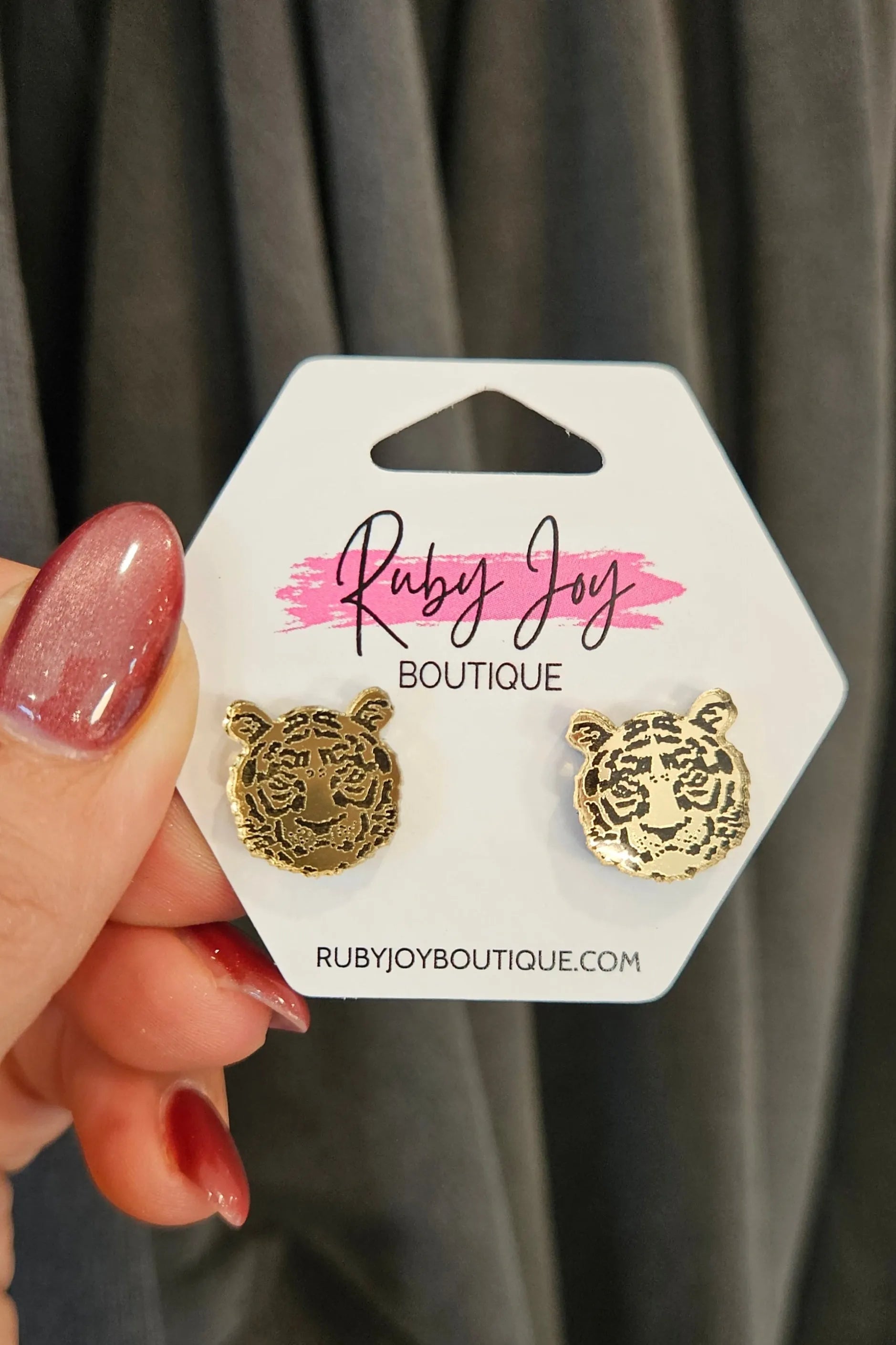 Shop Tiger Spirit Stud Earrings- at Ruby Joy Boutique, a Women's Clothing Store in Pickerington, Ohio