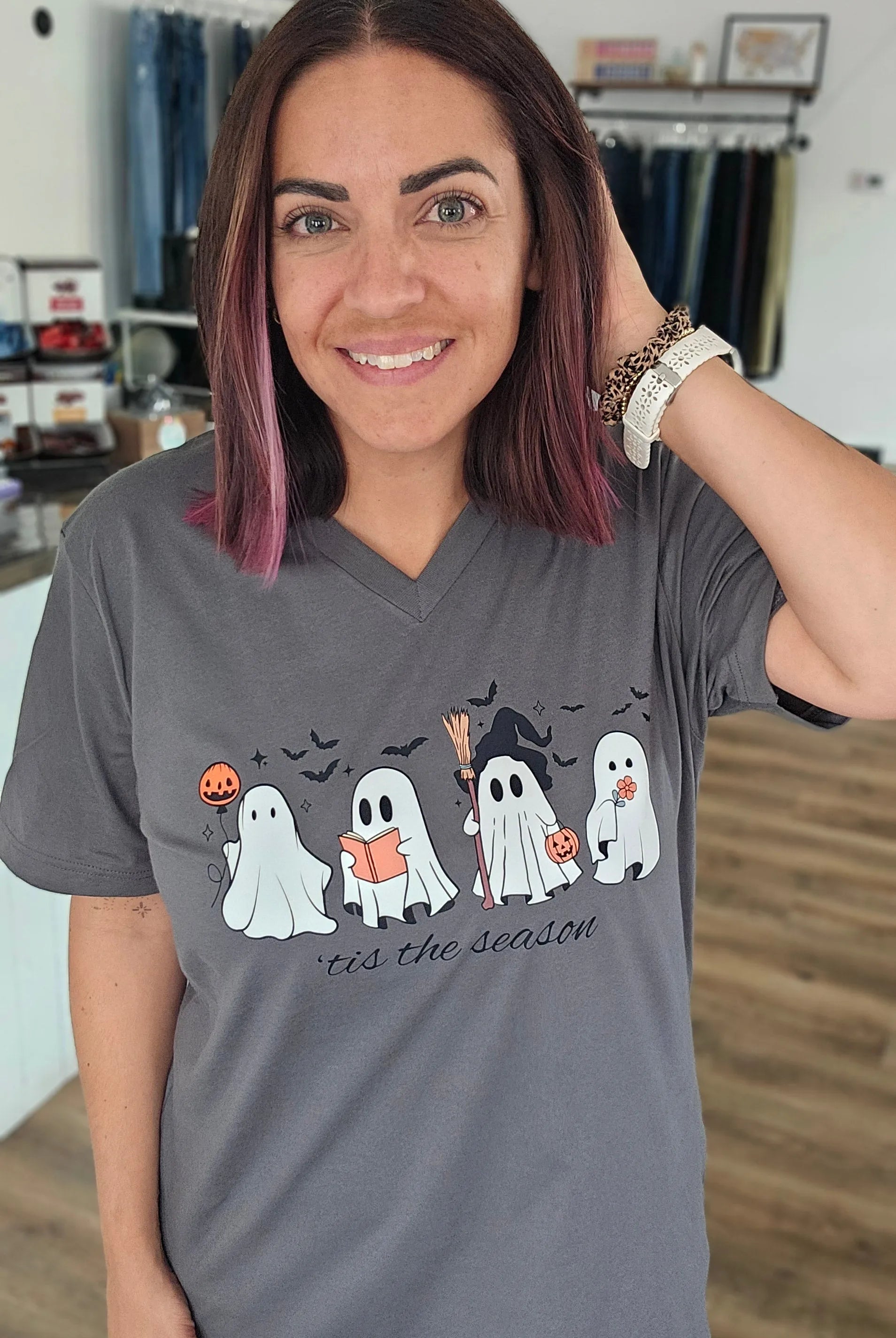 Shop 'Tis The Season Ghost Tee- at Ruby Joy Boutique, a Women's Clothing Store in Pickerington, Ohio