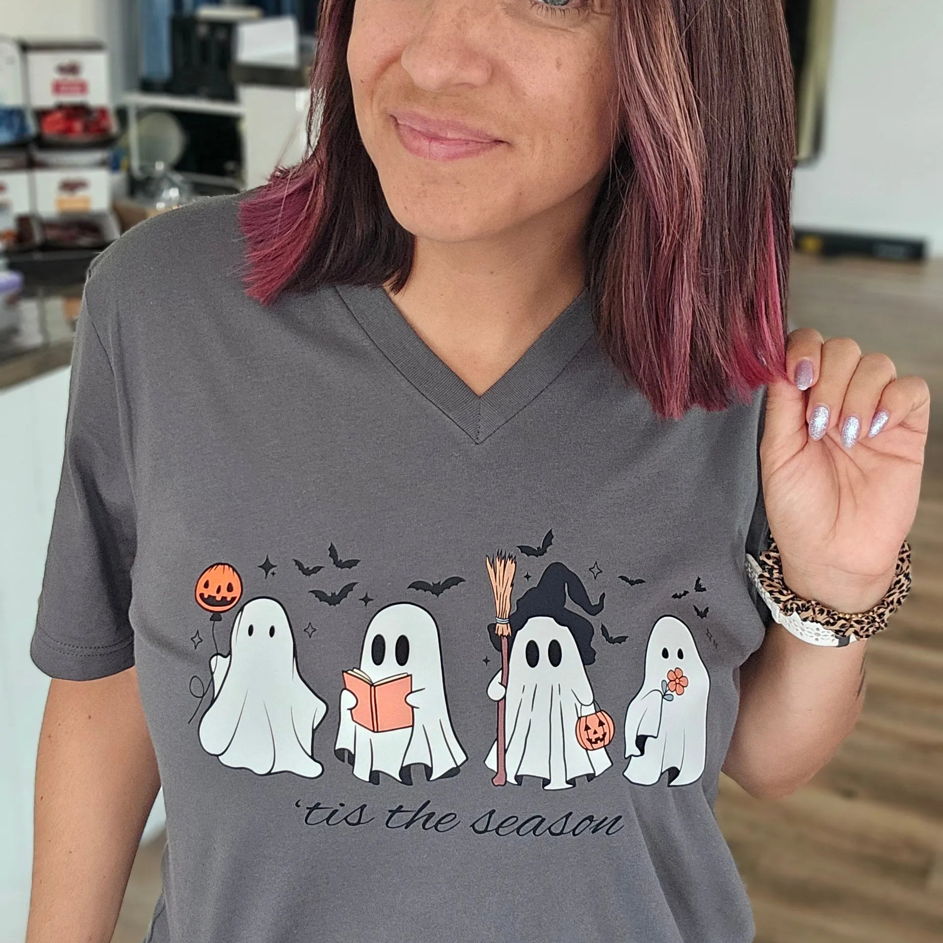 Shop 'Tis The Season Ghost Tee-Small at Ruby Joy Boutique, a Women's Clothing Store in Pickerington, Ohio