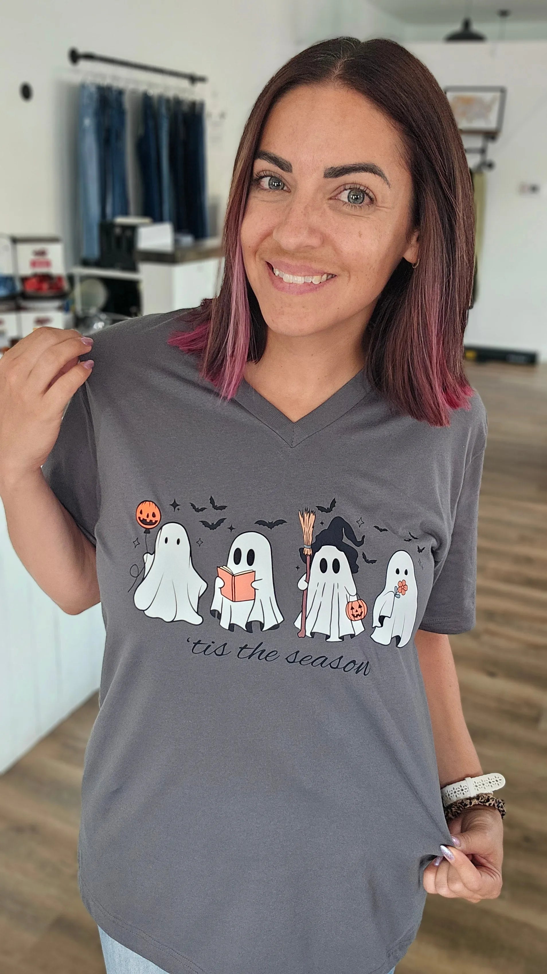 Shop 'Tis The Season Ghost Tee- at Ruby Joy Boutique, a Women's Clothing Store in Pickerington, Ohio
