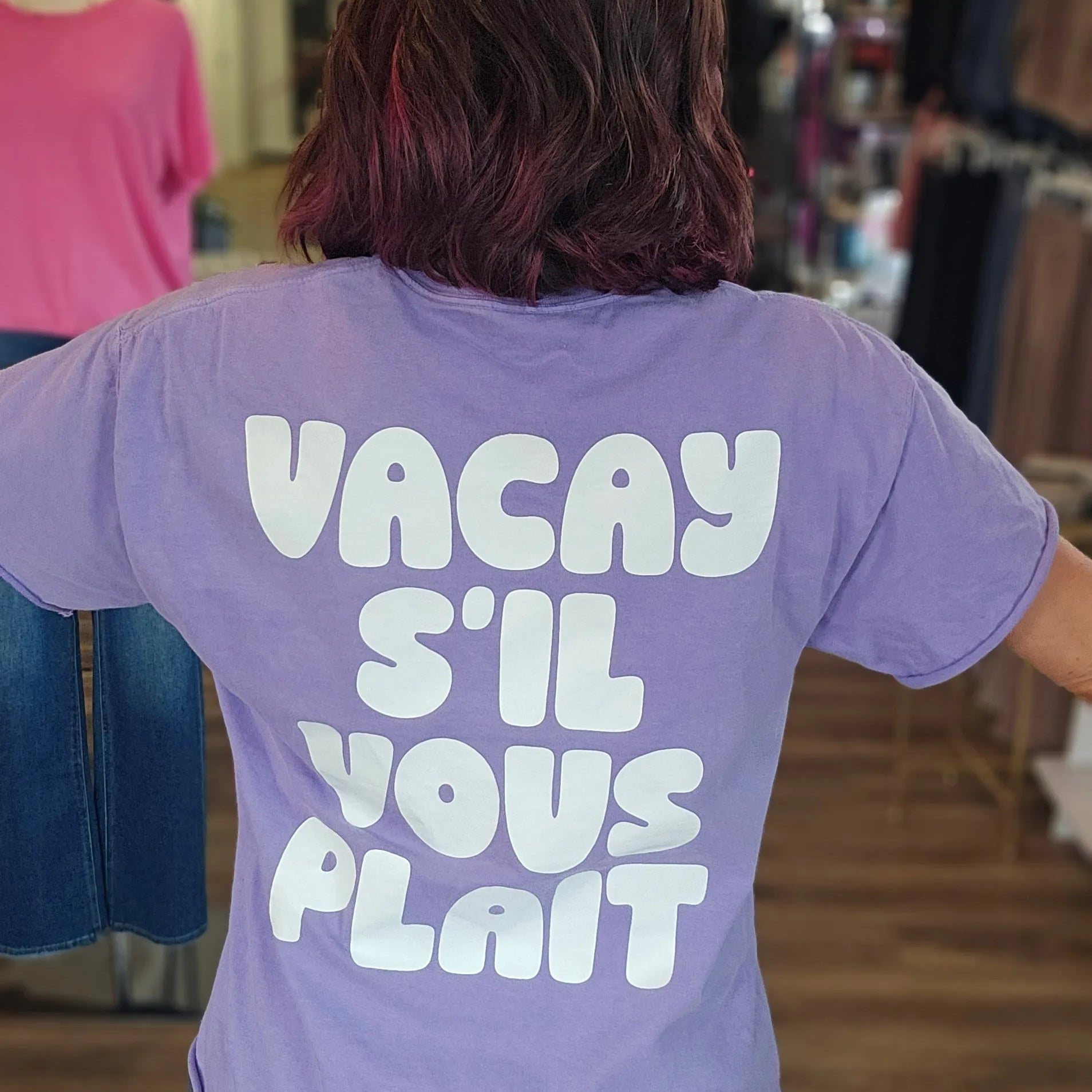Shop Vacay S'il Vous Plait Graphic Tee- at Ruby Joy Boutique, a Women's Clothing Store in Pickerington, Ohio
