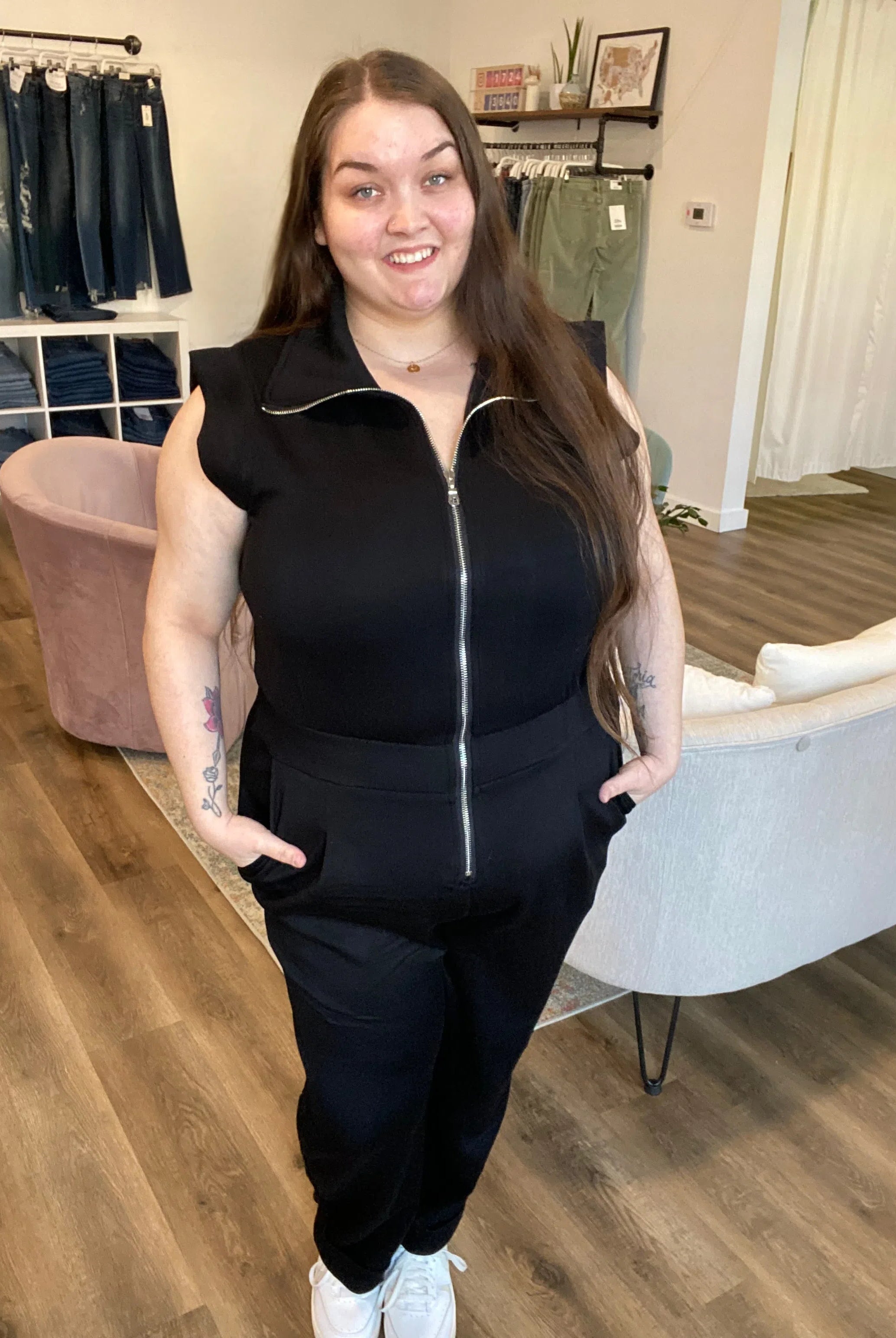 Shop Velocity Jumpsuit - Black-XL at Ruby Joy Boutique, a Women's Clothing Store in Pickerington, Ohio