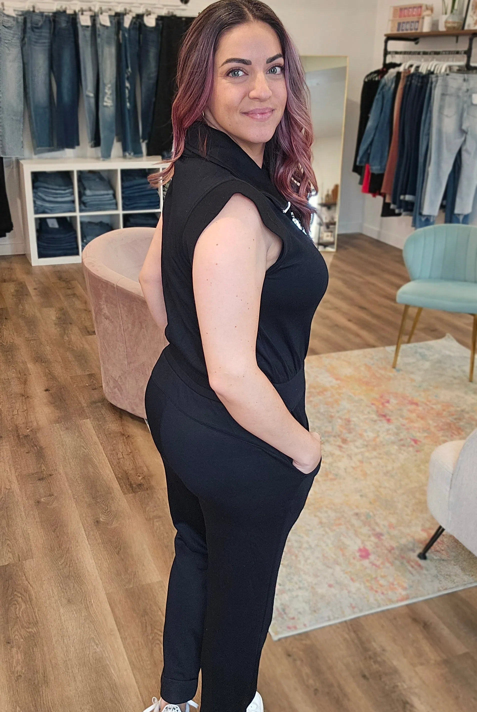 Shop Velocity Jumpsuit - Black- at Ruby Joy Boutique, a Women's Clothing Store in Pickerington, Ohio