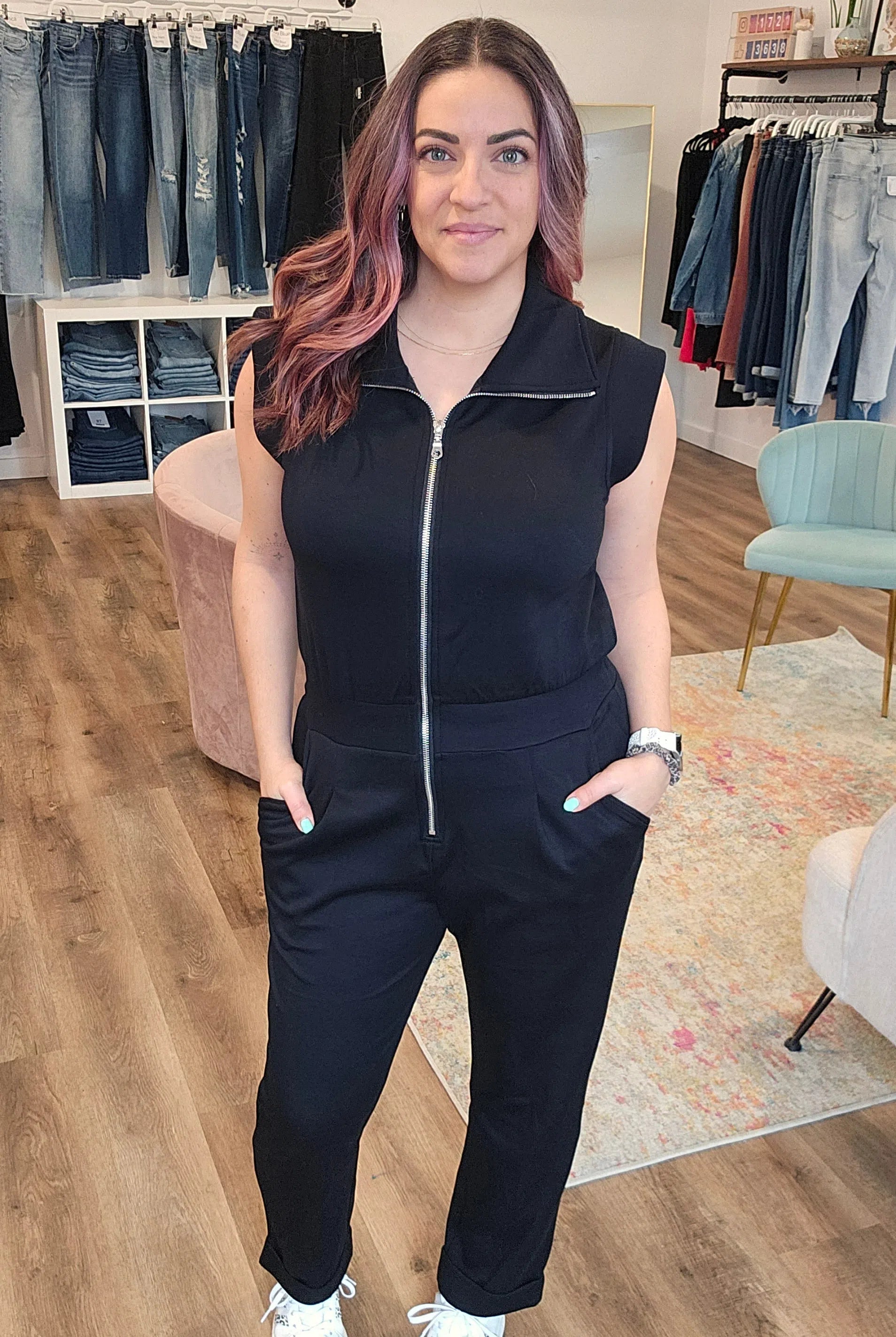Shop Velocity Jumpsuit - Black- at Ruby Joy Boutique, a Women's Clothing Store in Pickerington, Ohio
