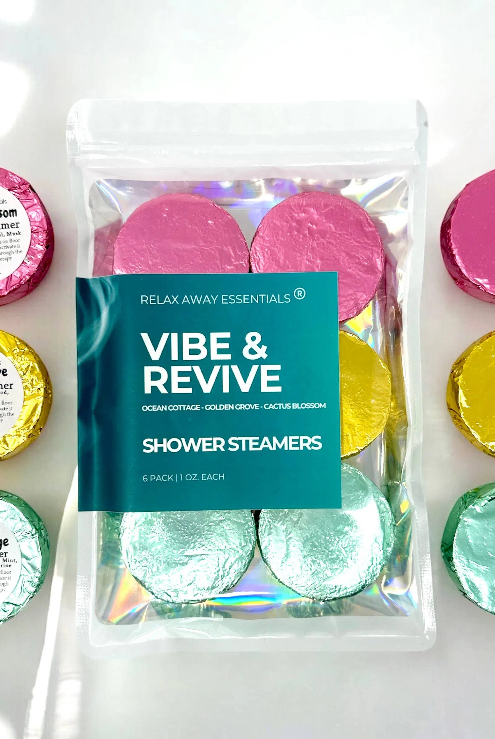 Shop Vibe and Revive Shower Steamers 6 Pack - Made in USA- at Ruby Joy Boutique, a Women's Clothing Store in Pickerington, Ohio