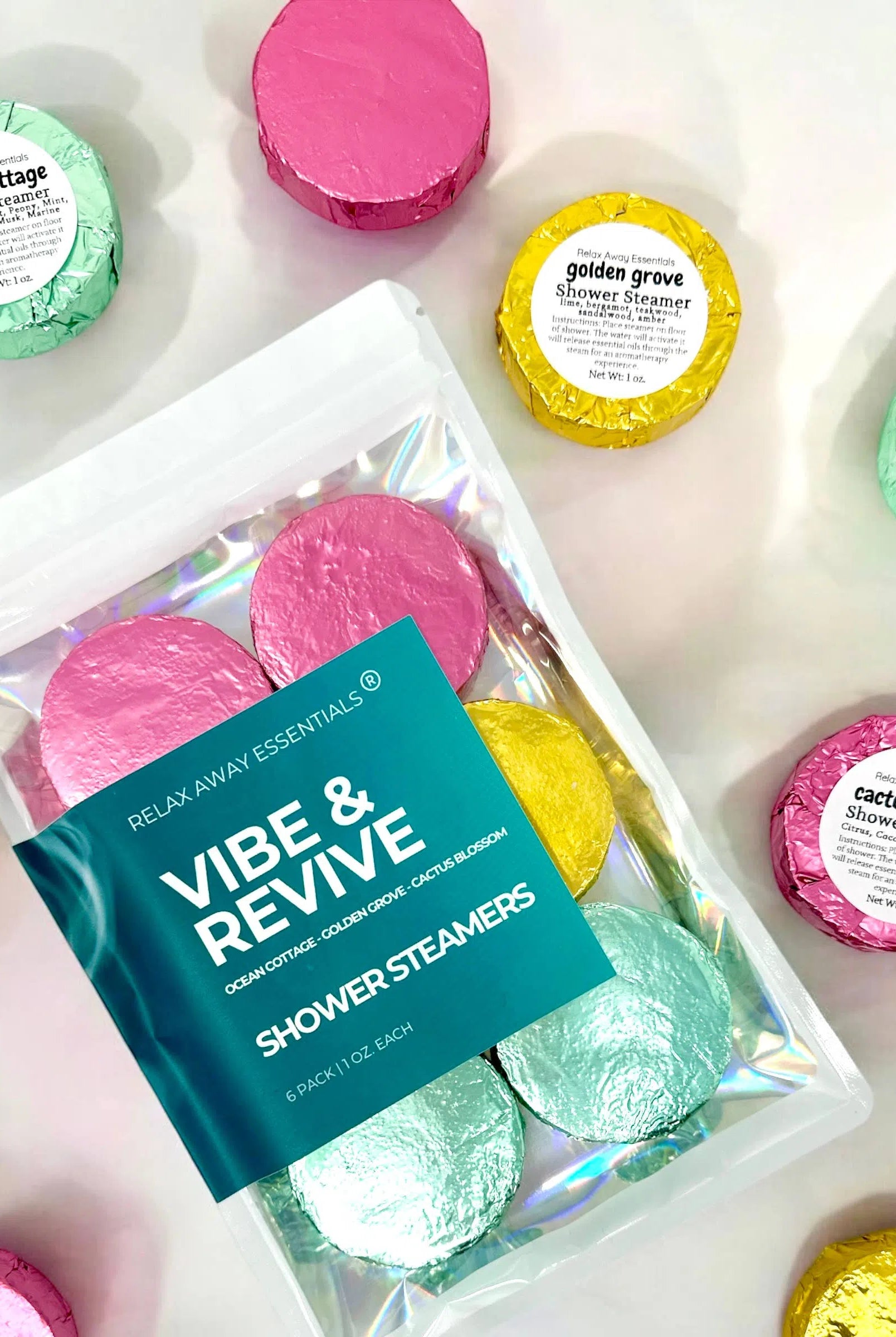 Shop Vibe and Revive Shower Steamers 6 Pack - Made in USA- at Ruby Joy Boutique, a Women's Clothing Store in Pickerington, Ohio