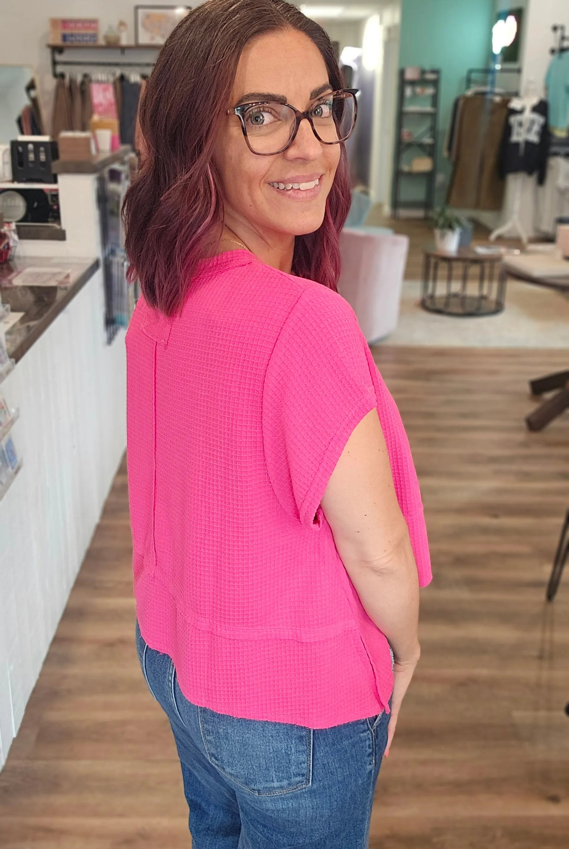 Shop Washed Ribbed Oversized Tee - Hot Pink- at Ruby Joy Boutique, a Women's Clothing Store in Pickerington, Ohio