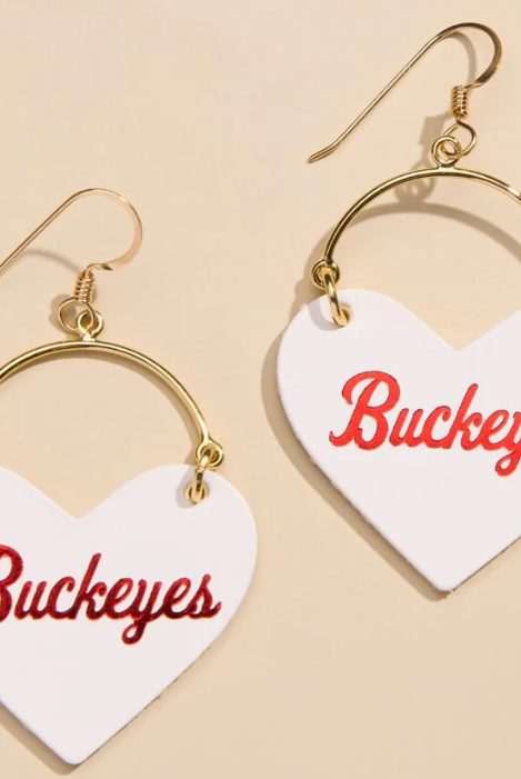 Shop White Ohio State Buckeye Lover Earrings- at Ruby Joy Boutique, a Women's Clothing Store in Pickerington, Ohio