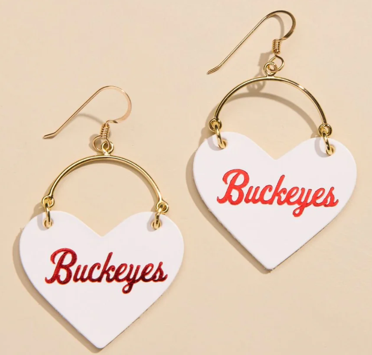 Shop White Ohio State Buckeye Lover Earrings- at Ruby Joy Boutique, a Women's Clothing Store in Pickerington, Ohio