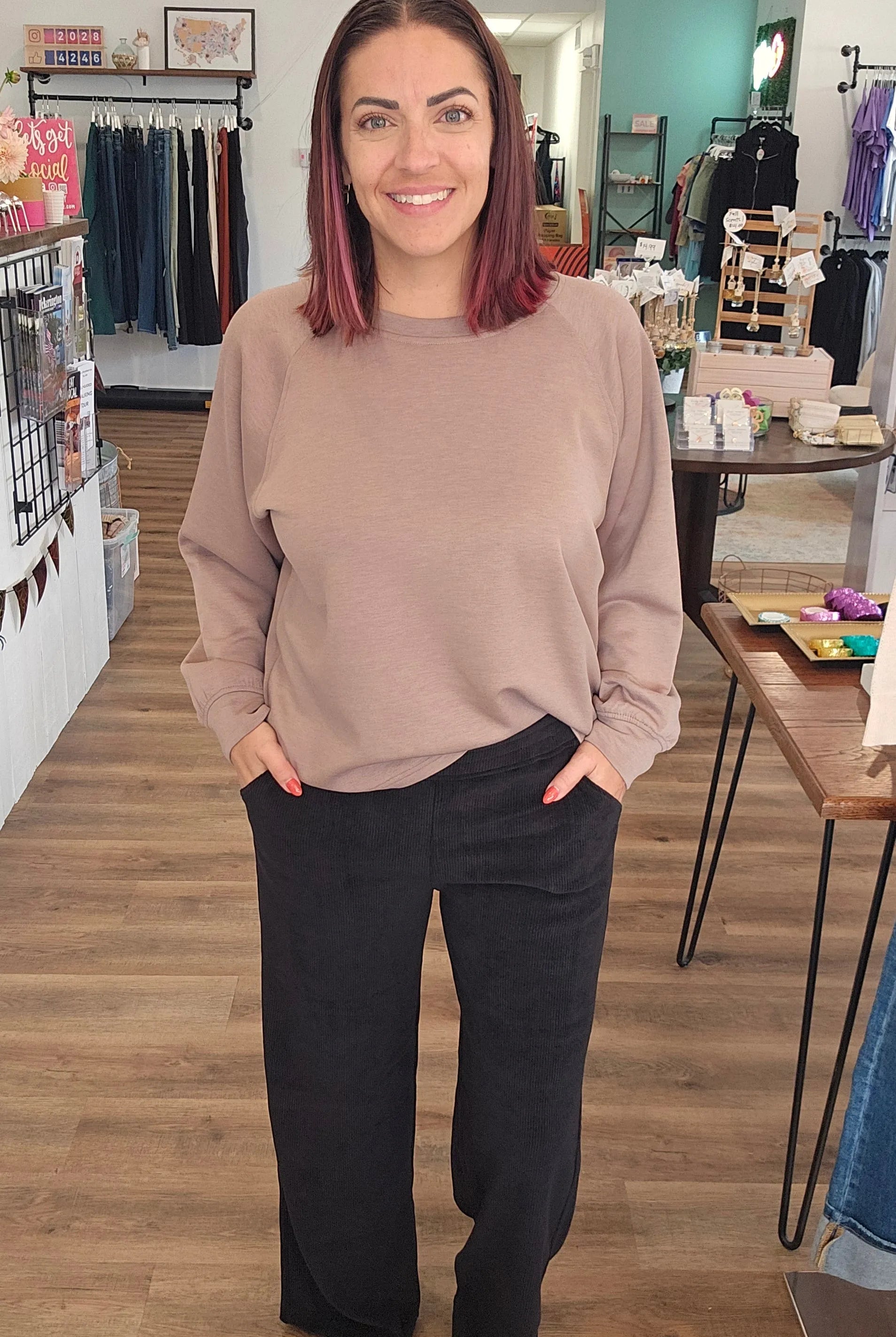 Shop Wide Leg Corded Pants - Black- at Ruby Joy Boutique, a Women's Clothing Store in Pickerington, Ohio