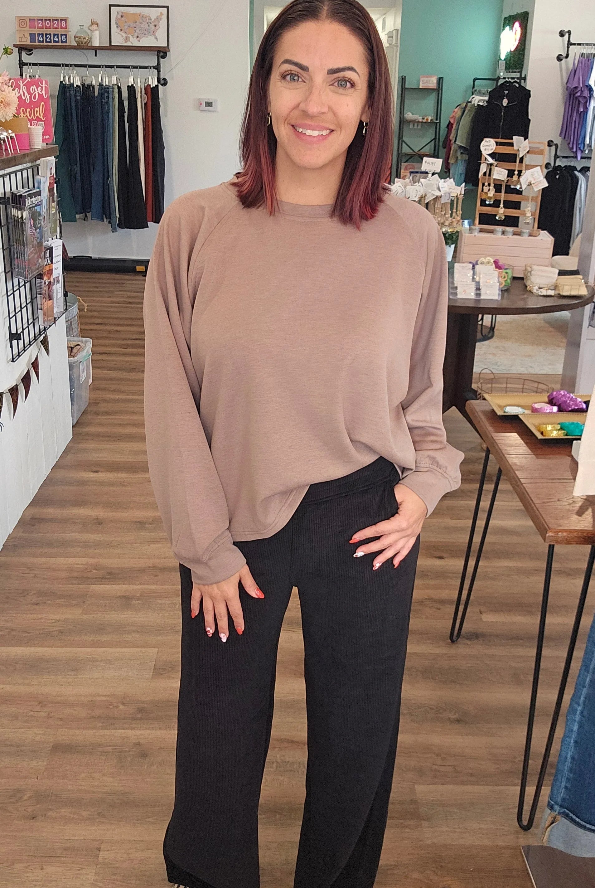 Shop Wide Leg Corded Pants - Black- at Ruby Joy Boutique, a Women's Clothing Store in Pickerington, Ohio