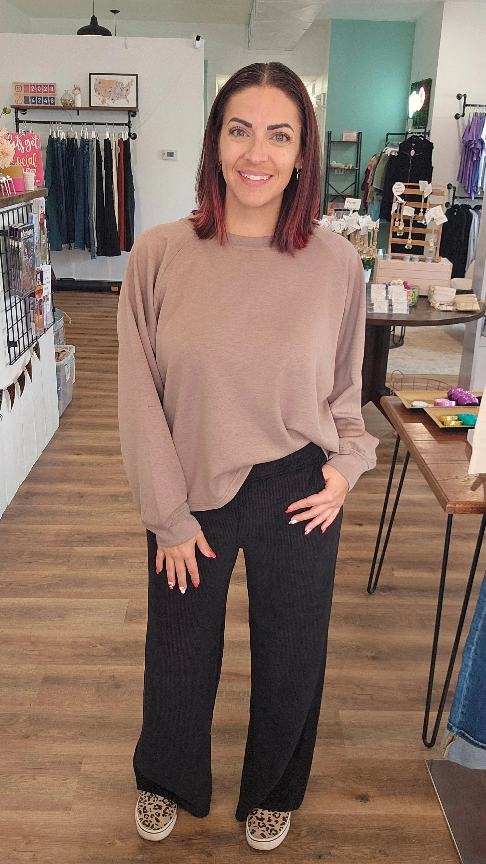 Shop Wide Leg Corded Pants - Black- at Ruby Joy Boutique, a Women's Clothing Store in Pickerington, Ohio