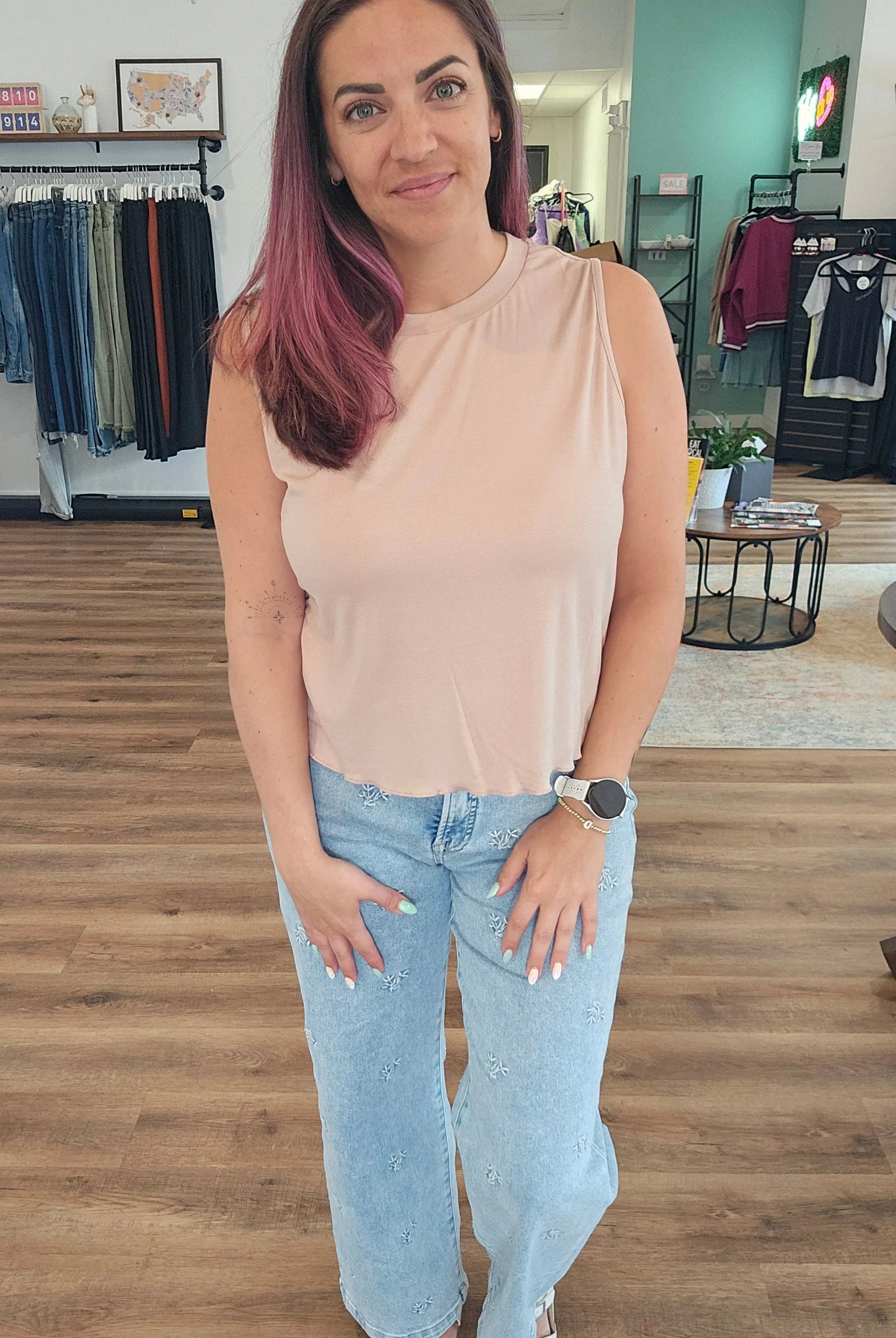 Shop Wide Leg Floral Embroidered Jeans | Risen- at Ruby Joy Boutique, a Women's Clothing Store in Pickerington, Ohio