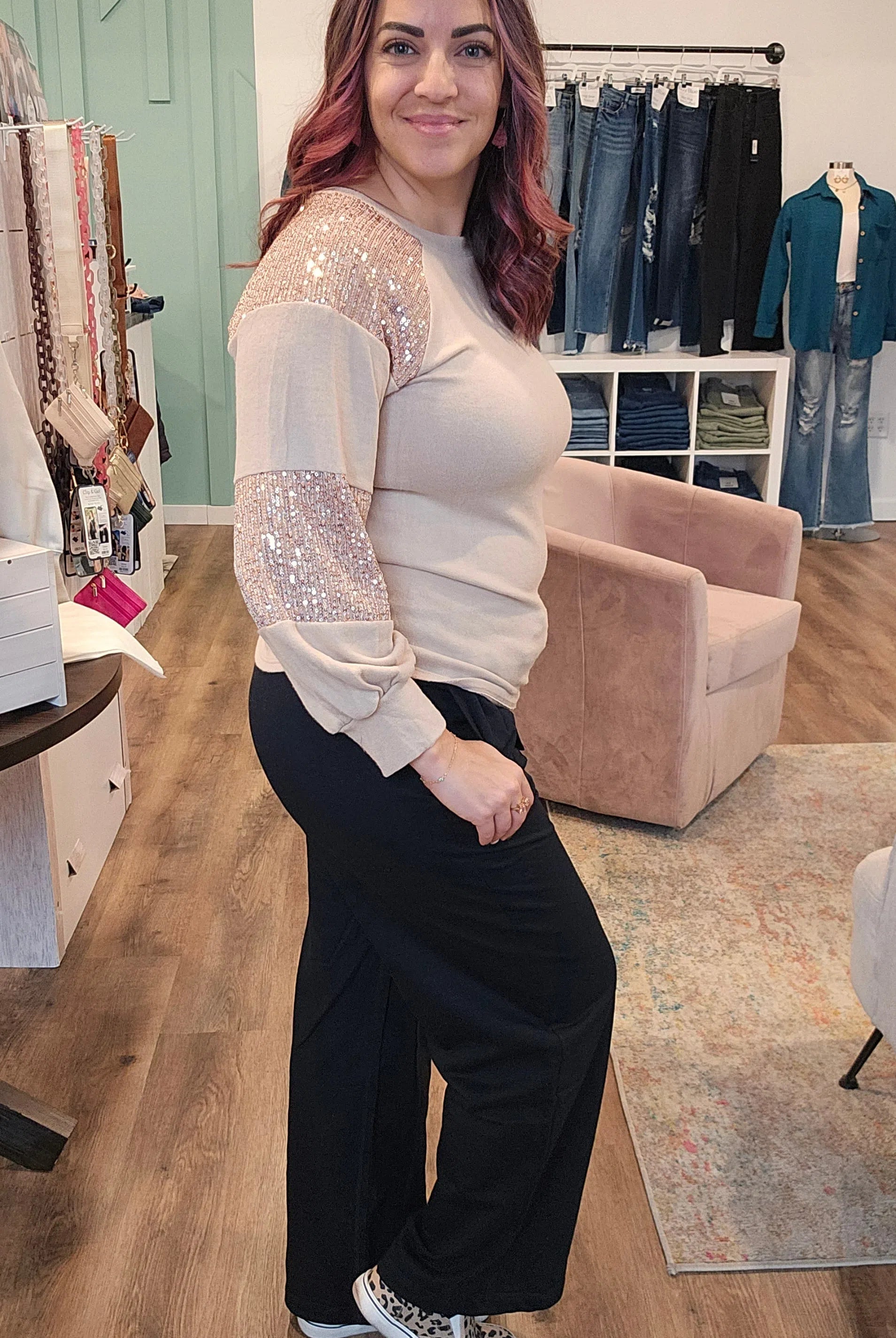 Shop Willa Straight Leg Pants with Pockets - Black-Pants at Ruby Joy Boutique, a Women's Clothing Store in Pickerington, Ohio