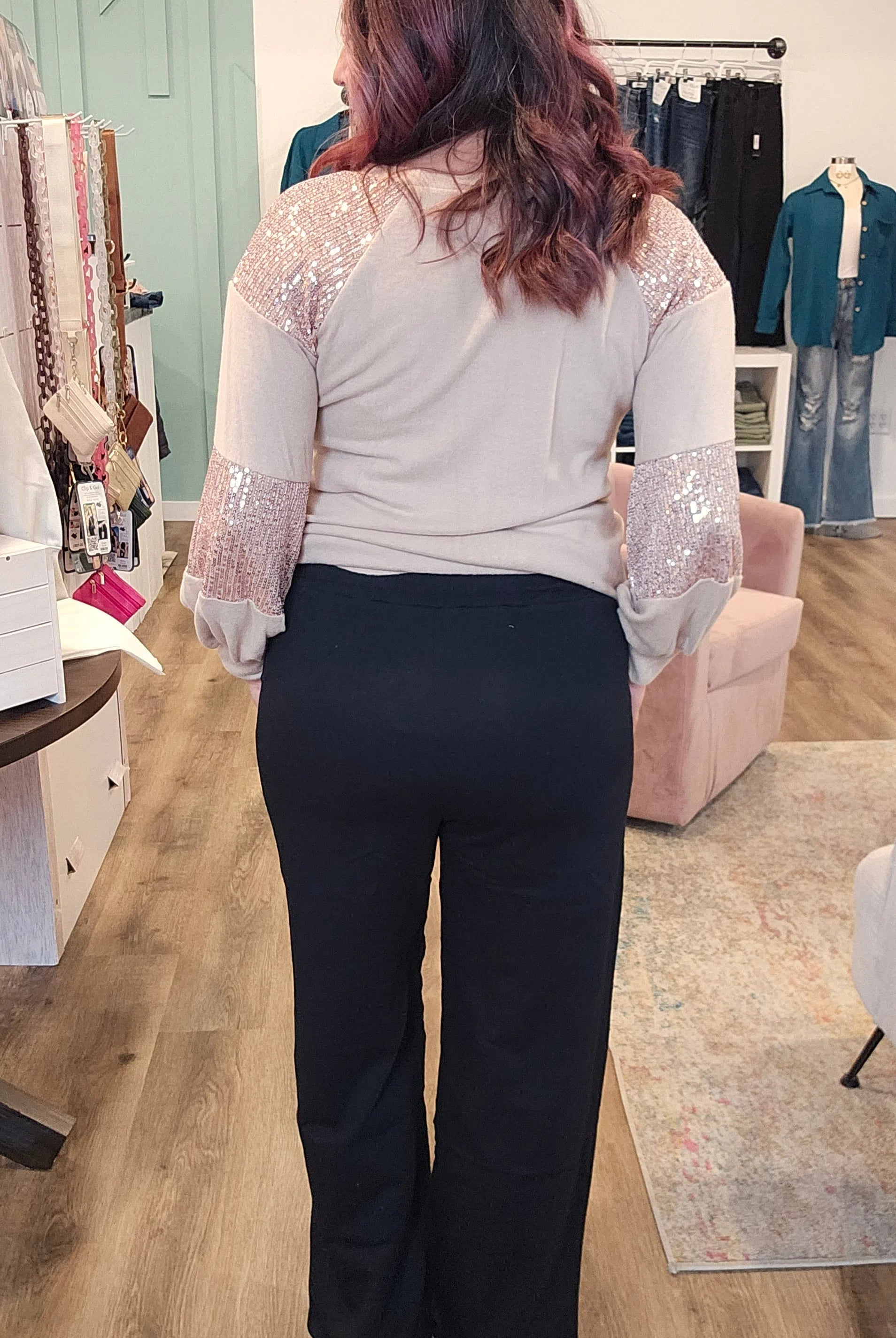 Shop Willa Straight Leg Pants with Pockets - Black-Pants at Ruby Joy Boutique, a Women's Clothing Store in Pickerington, Ohio