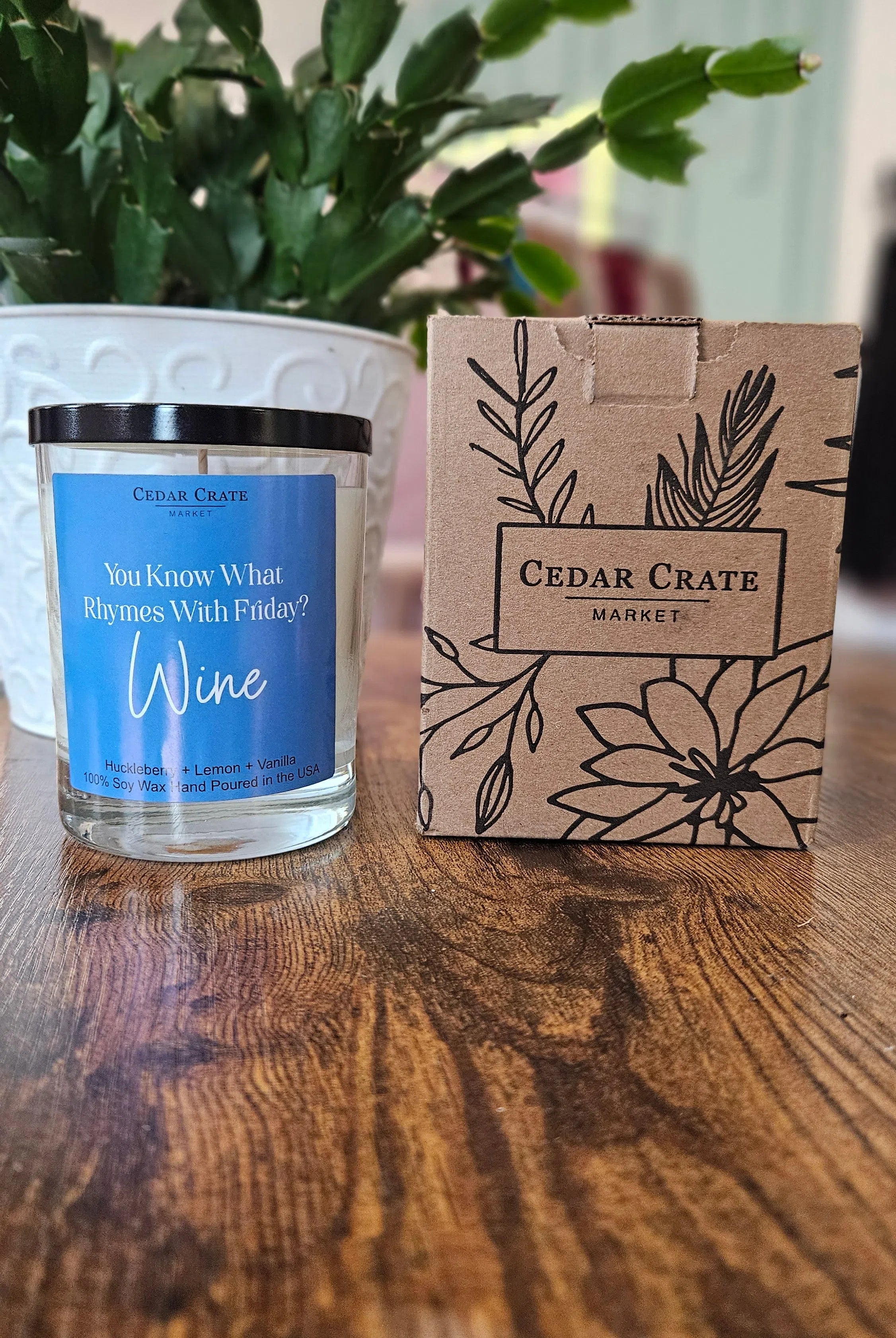 Shop You Know What Rhymes With Friday? Wine | Huckleberry, Lemon, Vanilla-Candles at Ruby Joy Boutique, a Women's Clothing Store in Pickerington, Ohio