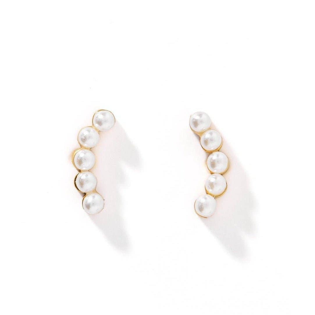 Shop Screwback Stud Earrings - Abigail Pearl Gold- at Ruby Joy Boutique, a Women's Clothing Store in Pickerington, Ohio