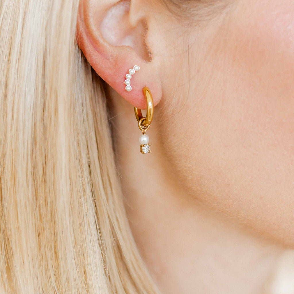 Shop Huggie Charm Earrings - Jo Gold- at Ruby Joy Boutique, a Women's Clothing Store in Pickerington, Ohio