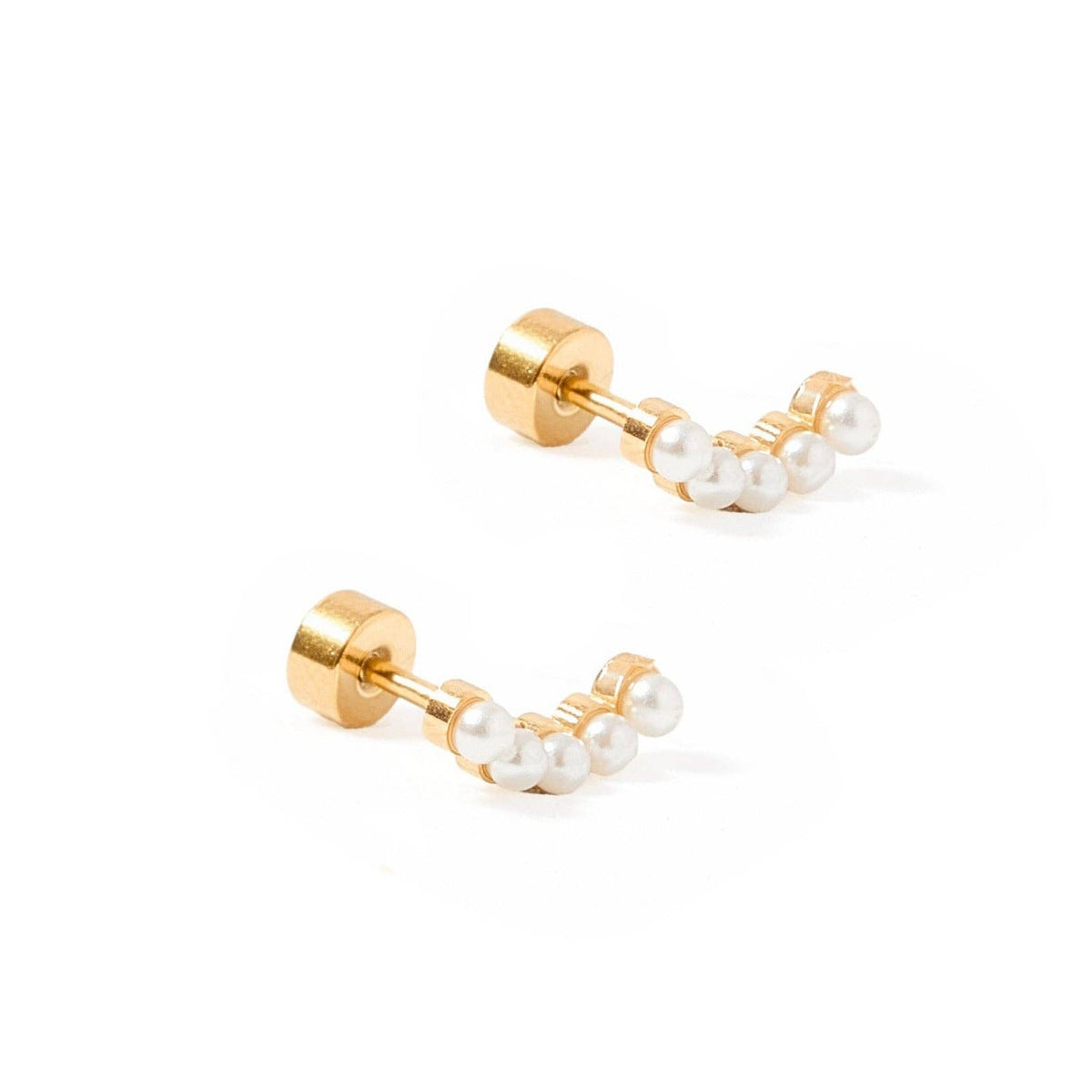 Shop Screwback Stud Earrings - Abigail Pearl Gold- at Ruby Joy Boutique, a Women's Clothing Store in Pickerington, Ohio