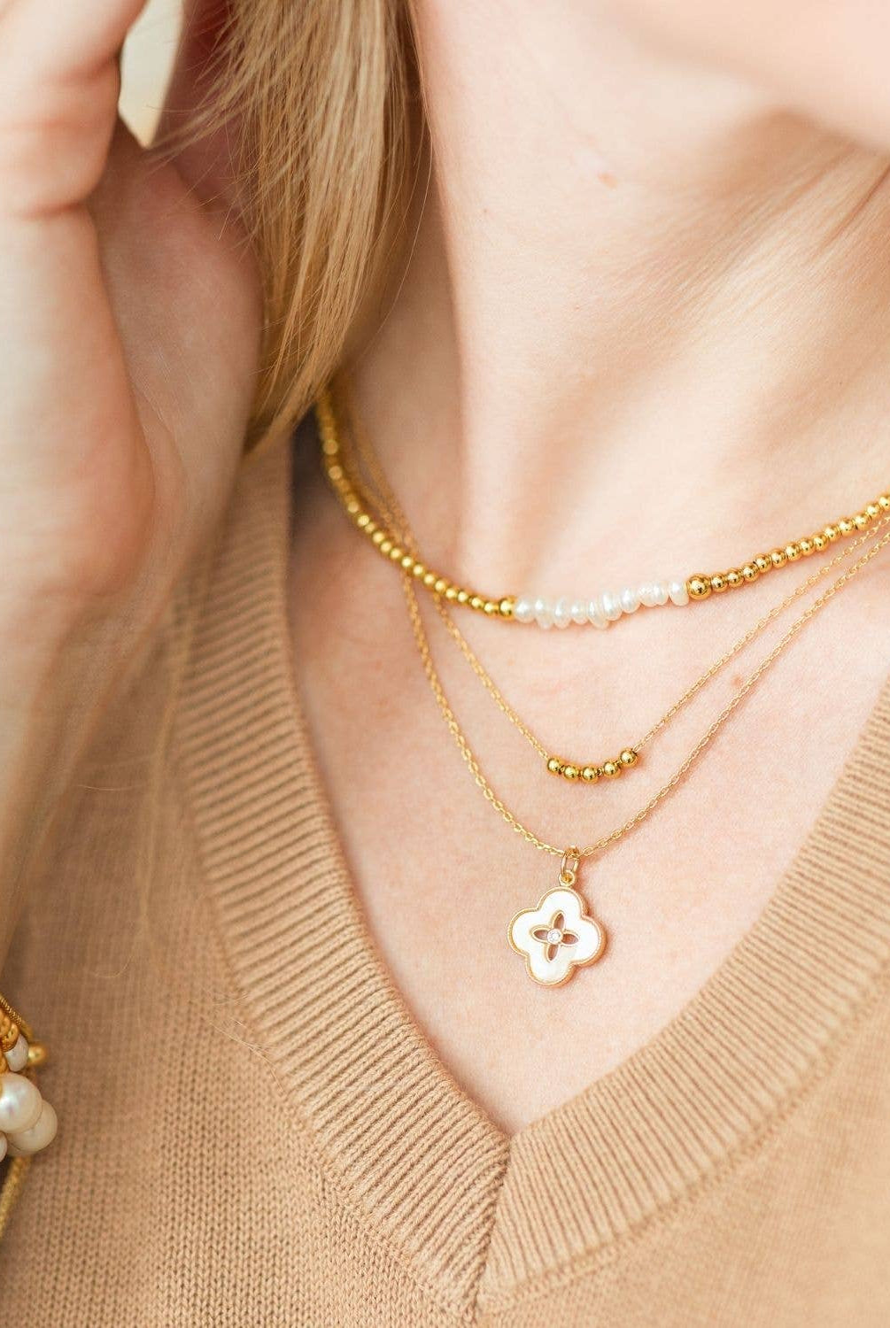 Shop Layered Quatrefoil Necklace- at Ruby Joy Boutique, a Women's Clothing Store in Pickerington, Ohio