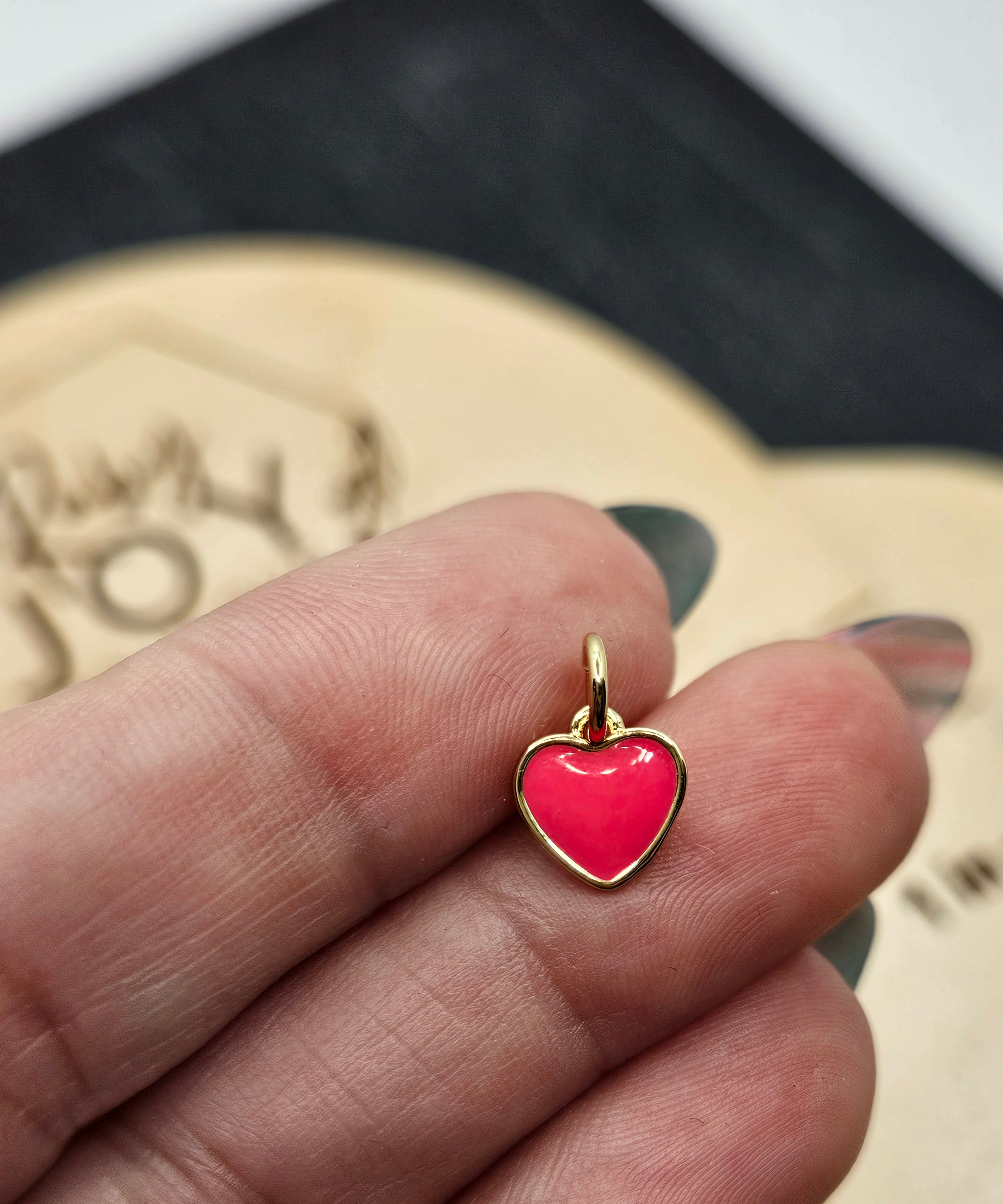 Enamel Heart Charm - White or Pink