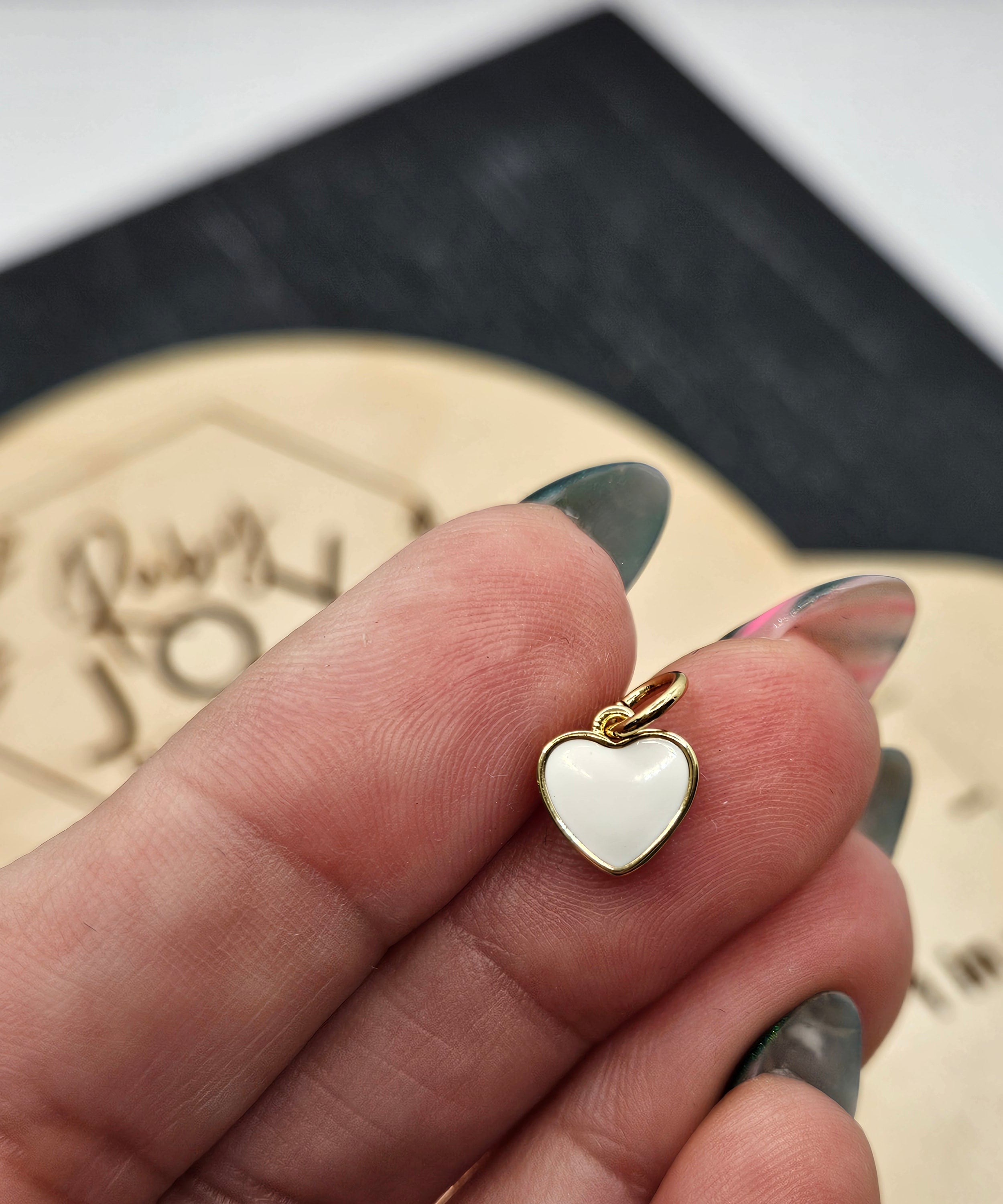 Enamel Heart Charm - White or Pink