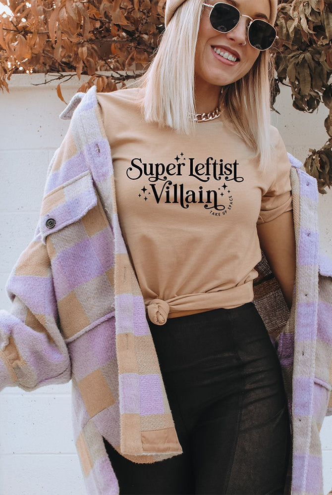 Shop Super Leftist Villain Classic Tee- at Ruby Joy Boutique, a Women's Clothing Store in Pickerington, Ohio
