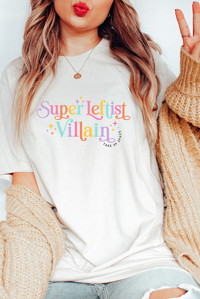 Shop Super Leftist Villain Classic Tee- at Ruby Joy Boutique, a Women's Clothing Store in Pickerington, Ohio