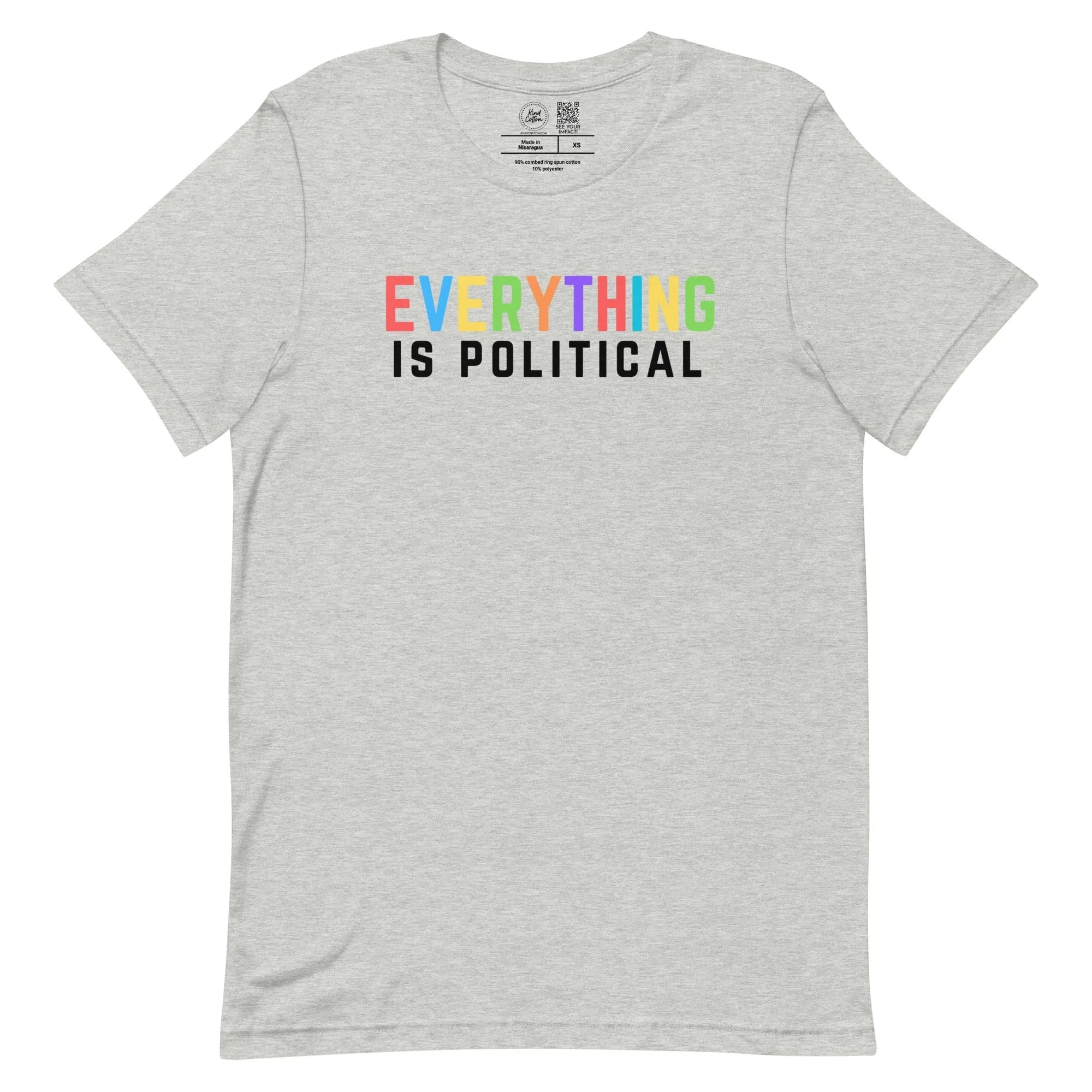 Shop Everything is Political Classic Tee | Kind Cotton-Heather Grey at Ruby Joy Boutique, a Women's Clothing Store in Pickerington, Ohio