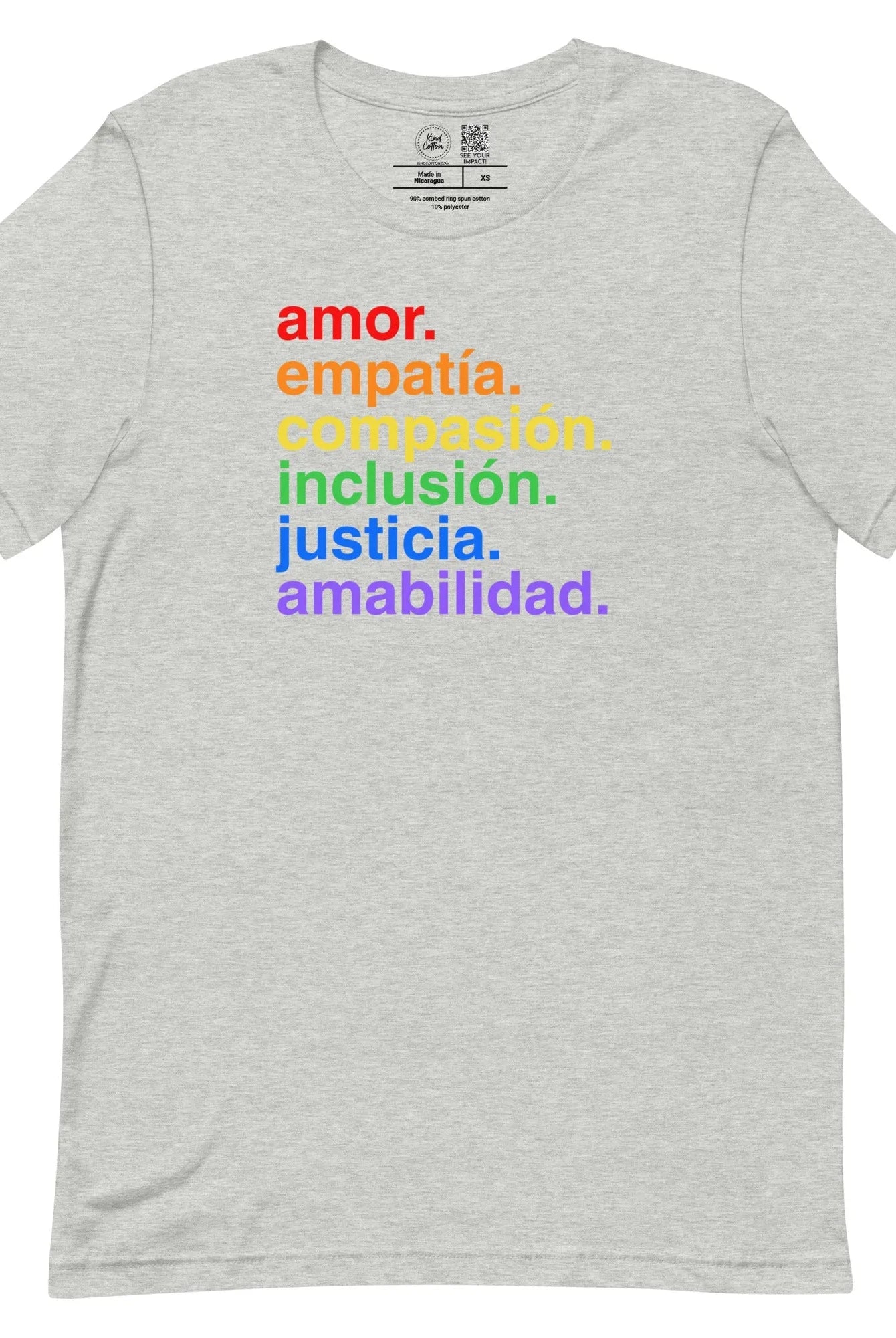 Shop 'Kindness Is' Pride en Español Classic Tee | Kind Cotton-Heather Grey at Ruby Joy Boutique, a Women's Clothing Store in Pickerington, Ohio