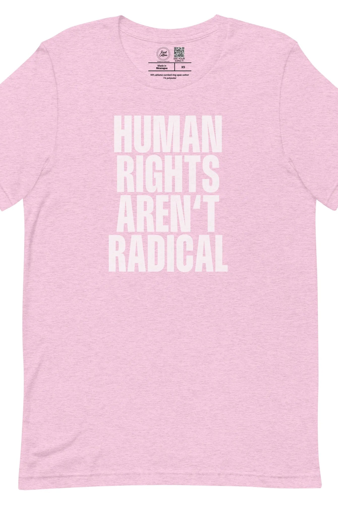 Shop Human Rights Aren't Radical Classic Tee | Kind Cotton-Lilac at Ruby Joy Boutique, a Women's Clothing Store in Pickerington, Ohio