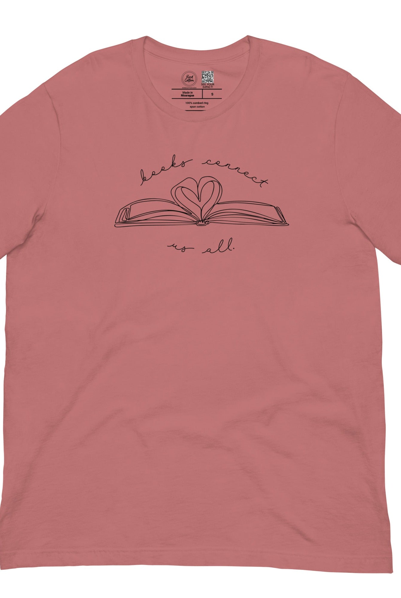 Shop Books Connect Us All Classic Tee | Kind Cotton-Mauve at Ruby Joy Boutique, a Women's Clothing Store in Pickerington, Ohio