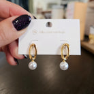 Shop Pearl Drop Link Earrings-Earrings at Ruby Joy Boutique, a Women's Clothing Store in Pickerington, Ohio