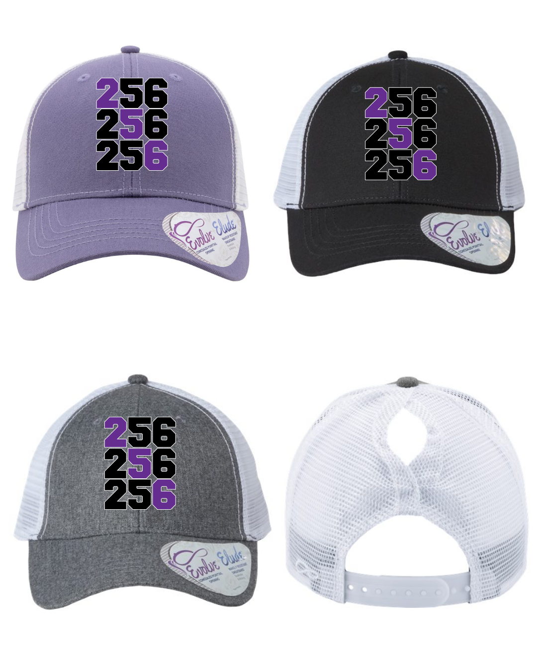 Shop 256 Lacrosse Graphic Women's Trucker Hat with Evolve™ Concealed Ponytail Opening-256 Block at Ruby Joy Boutique, a Women's Clothing Store in Pickerington, Ohio
